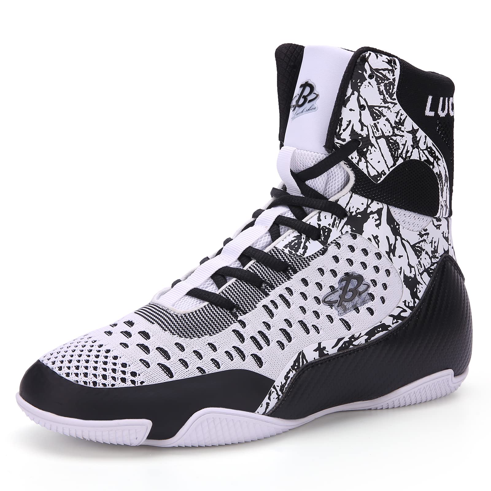 B LUCK SHOE Men's High-Top Boxing Shoes - Professional Wrestling Training Boots for MMA & Martial Arts (Model LS198) | Perfect for Gym Workouts & Combat Sports