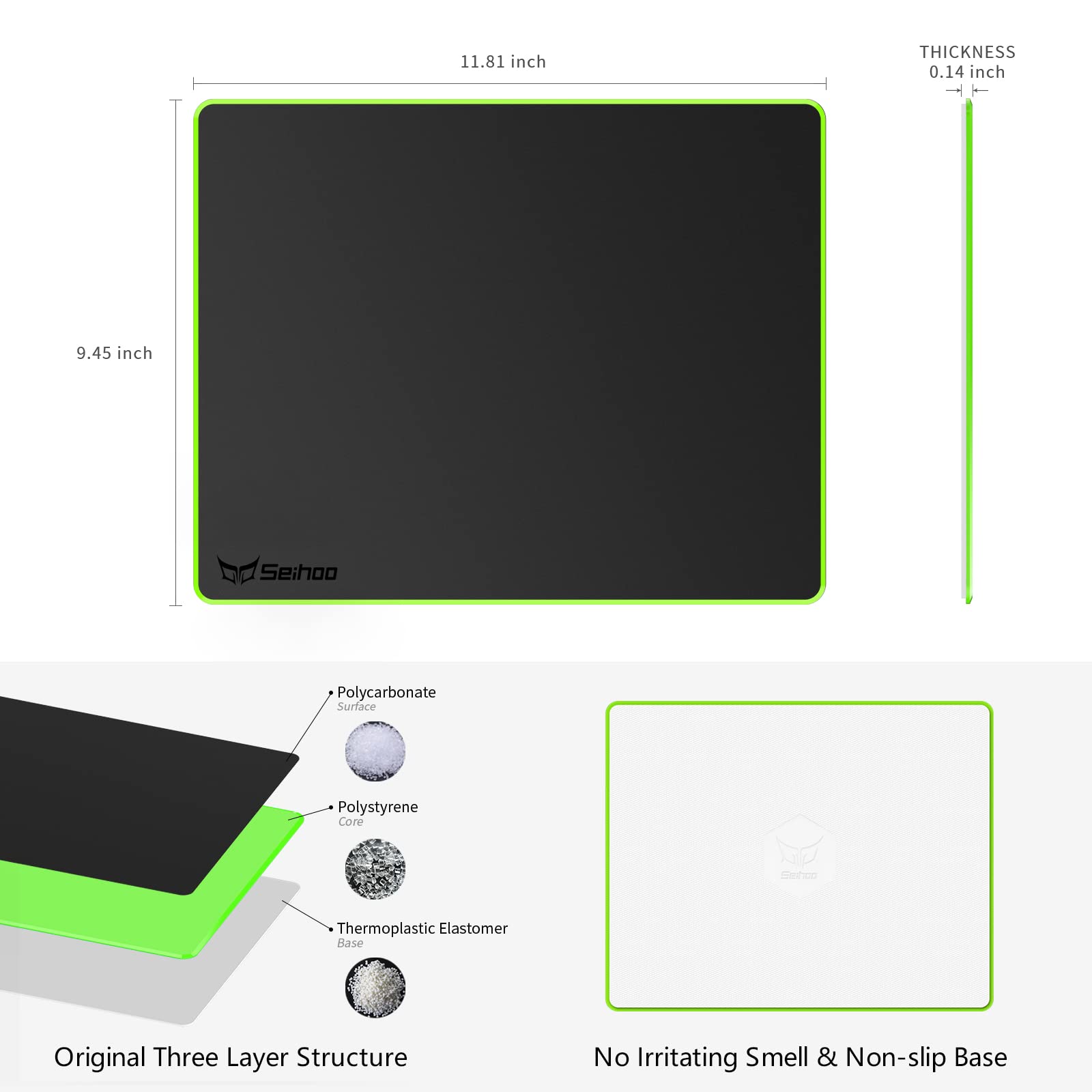 Premium Esports Hard Mouse Pad - Ultra Smooth Plastic Resin Surface, Waterproof & Odorless - Fast & Precise Control for Gaming & Office Use - Perfect for PC, Laptop, Workstation & Competitive Gaming