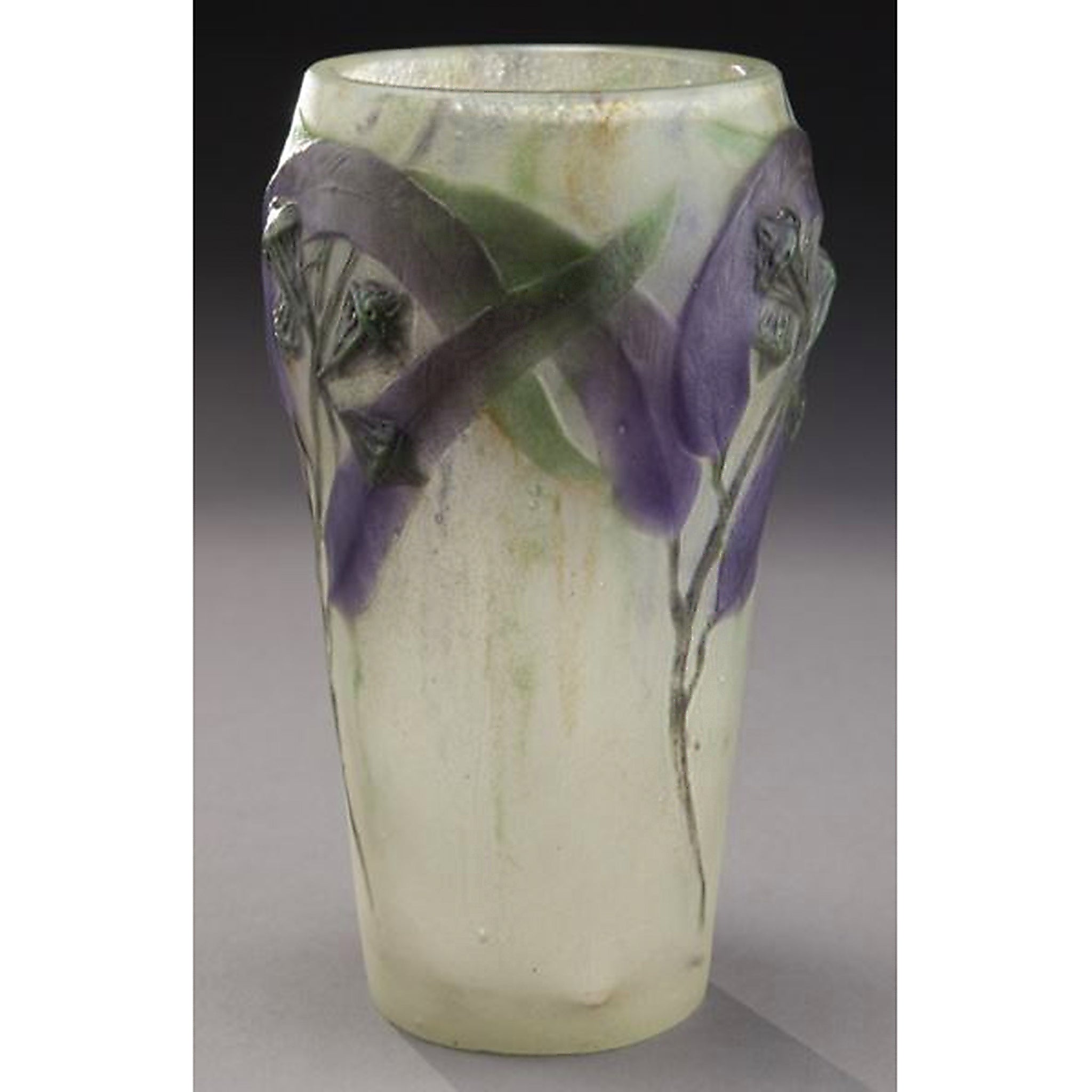 Gabriel Argy Rousseau Eucalyptus Pâte de Verre Glass Vase - Handmade Art Glass Vase for Home Decor, Wedding Centerpiece & Luxury Gift