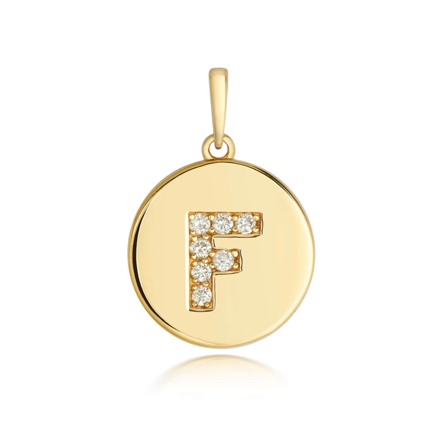 Personalized Diamond Initial Necklace - 14K Solid Gold Disc Pendant from A to Z - Perfect for Birthdays, Anniversaries & Gifts