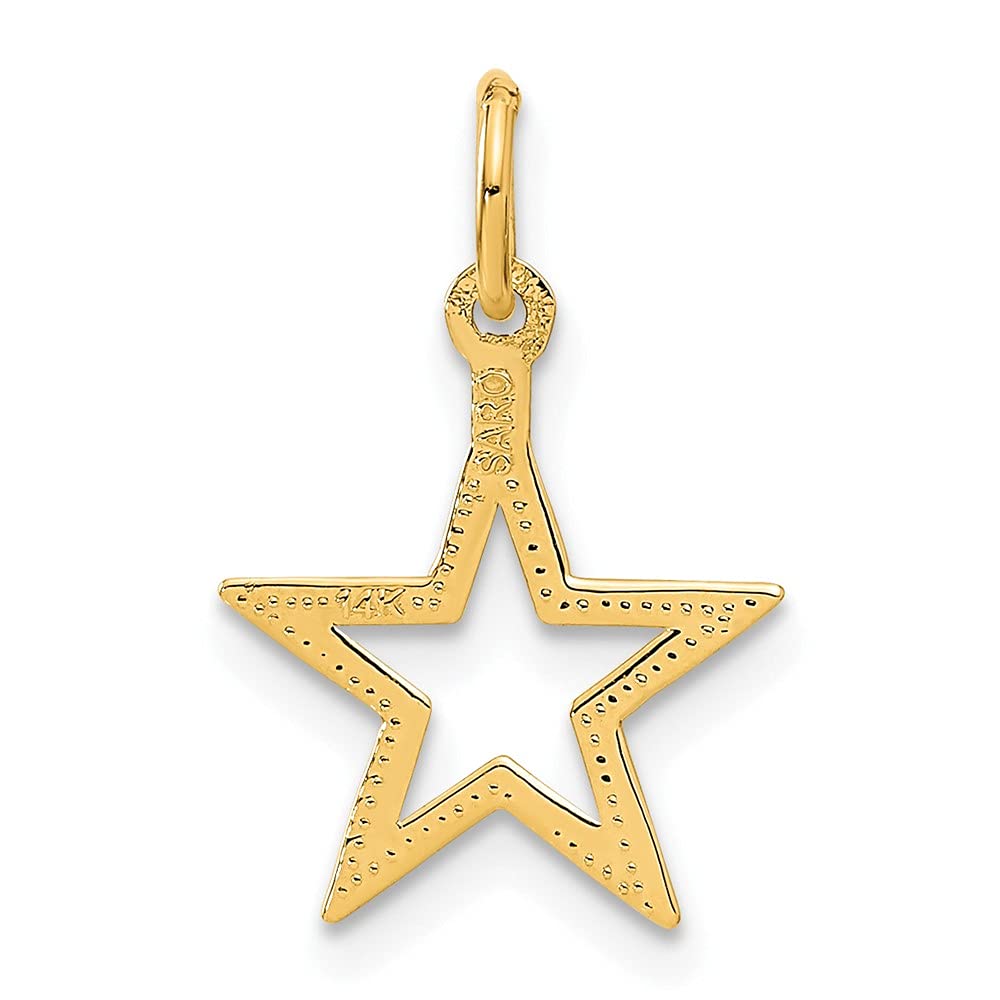 The Black Bow 14k Yellow Gold 13mm Diamond Cut Open Star Pendant - Elegant Jewelry for Everyday Wear & Special Occasions