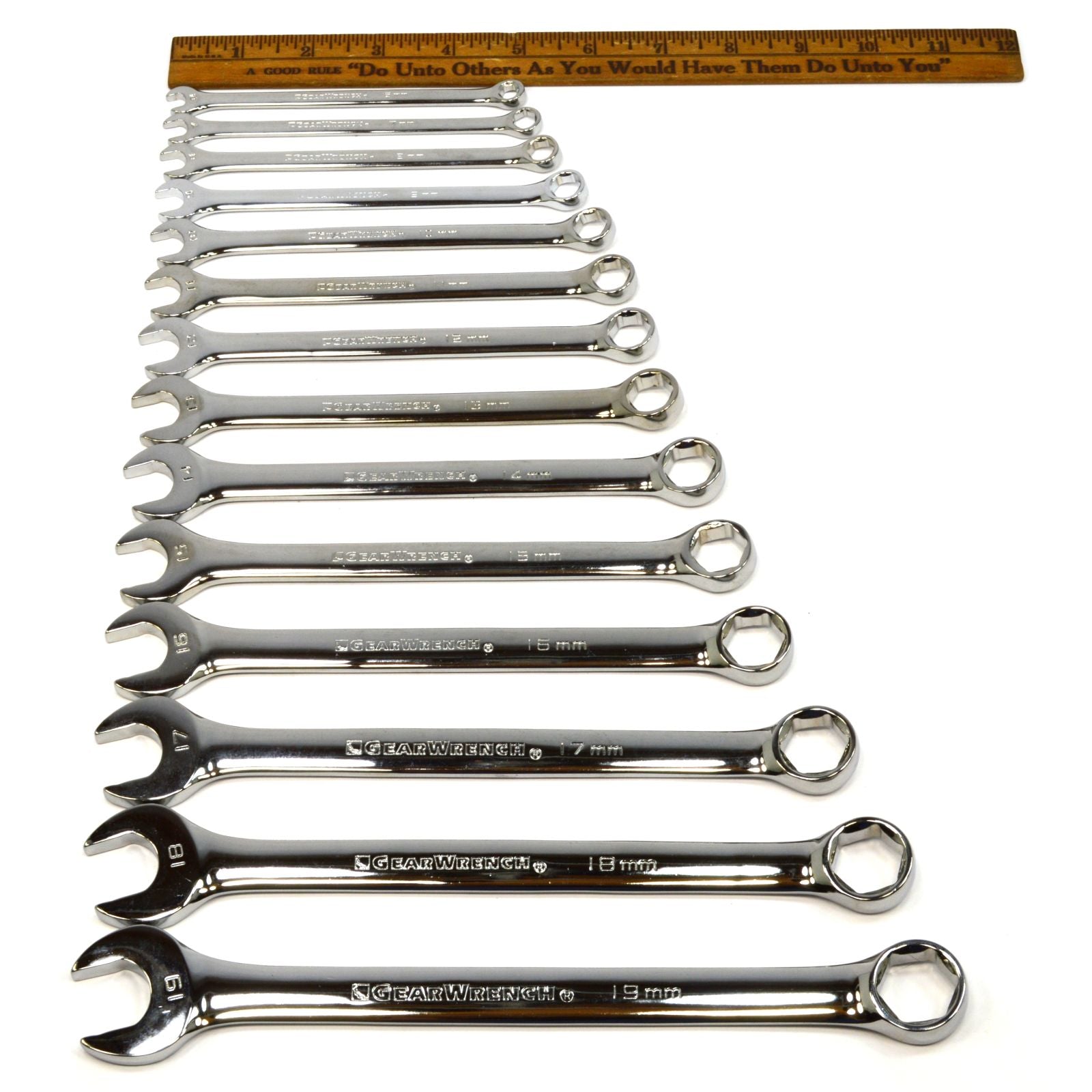 GEARWRENCH 14-Piece Metric Combination Wrench Set - 6-Point Full Polish Chrome Vanadium Steel - Perfect for Automotive Repair & DIY Mechanics