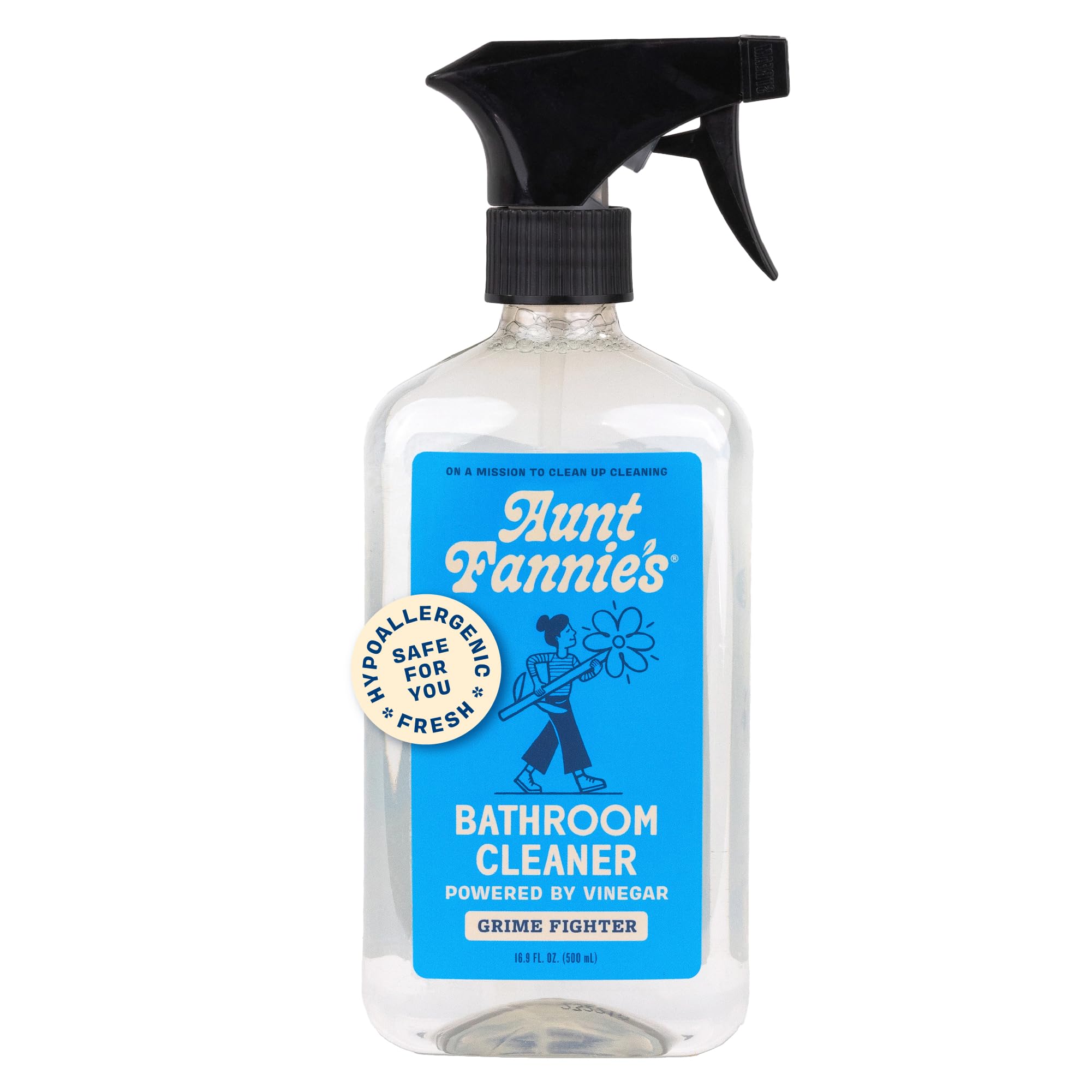 Aunt Fannie's All-Purpose Bathroom Cleaner - Natural Vinegar Spray for Shower, Tub, Toilet, Tile, Sink & Fixtures | 16.9 oz (Pack of 1) | Eco-Friendly, Non-Toxic Cleaning Solution for Sparkling Bathrooms | Great for Daily Cleaning & Tough Stains