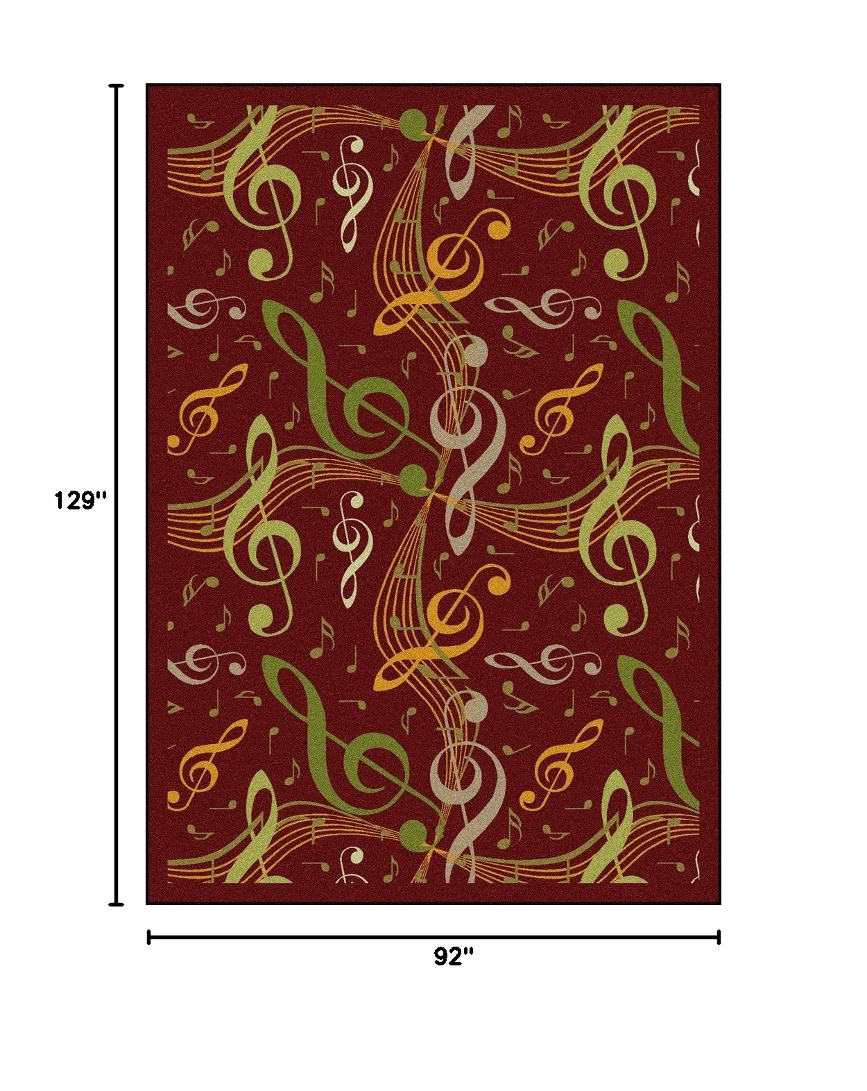 Joy Carpets Kid Essentials Music & Special Needs Virtuoso Rug - Burgundy 7'8