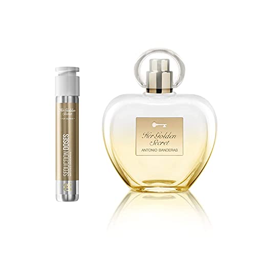 Antonio Banderas Perfume Gift Set for Women - Golden Secret Eau de Toilette Spray 2.7 Fl Oz + Travel Size 1 Fl Oz | Floral Fragrance, Long Lasting Scent | Perfect for Daily Wear, Date Night & Special Occasions