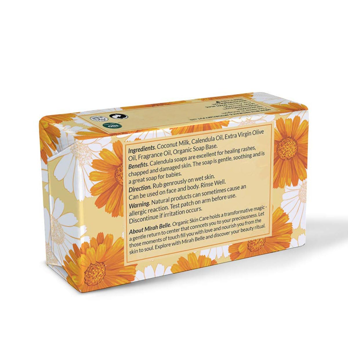 Organic Coconut Milk & Calendula Healing Soap Bar 125g - SLS Free, Paraben Free, GMO Free - Best for Sensitive, Acne-Prone & Irritated Skin - Gentle Cleansing for Face & Body - Perfect for Daily Skincare Routine & Sensitive Skin Care