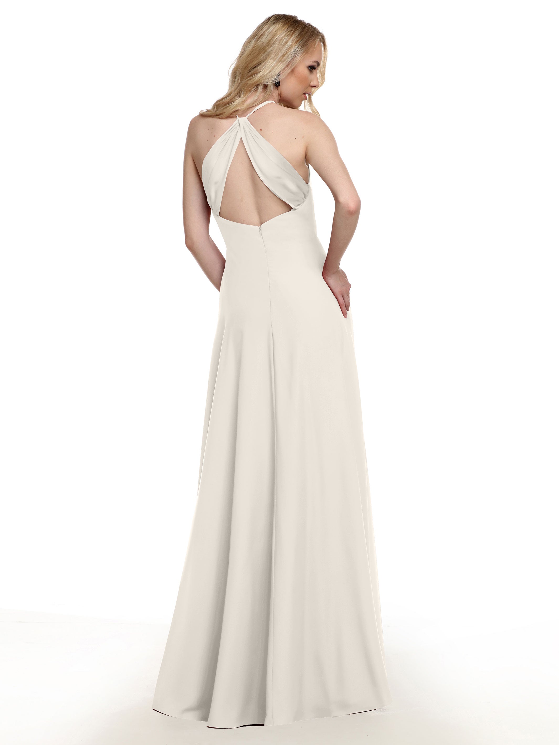 83022 Stretch Chiffon Halter A-Line Bridesmaid Dress with Pockets - Elegant Formal Gown for Weddings, Parties & Special Occasions
