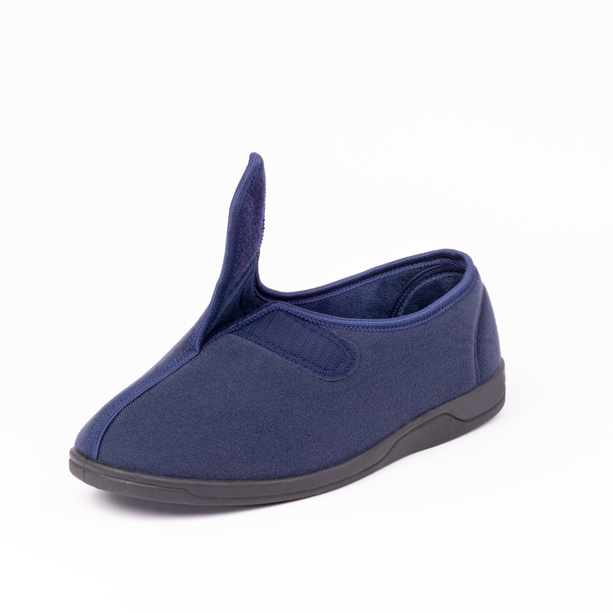 Men's Wide & Extra-Wide Memory Foam Slippers with Adjustable Closure - 80D Plush Fleece Lining for Arthritis & Edema Relief - Breathable, Machine Washable House Shoes with Anti-Slip Sole for Indoor/Outdoor Use - Perfect for Relaxing at Home, Post-Surgery Recovery & Cold Weather Comfort