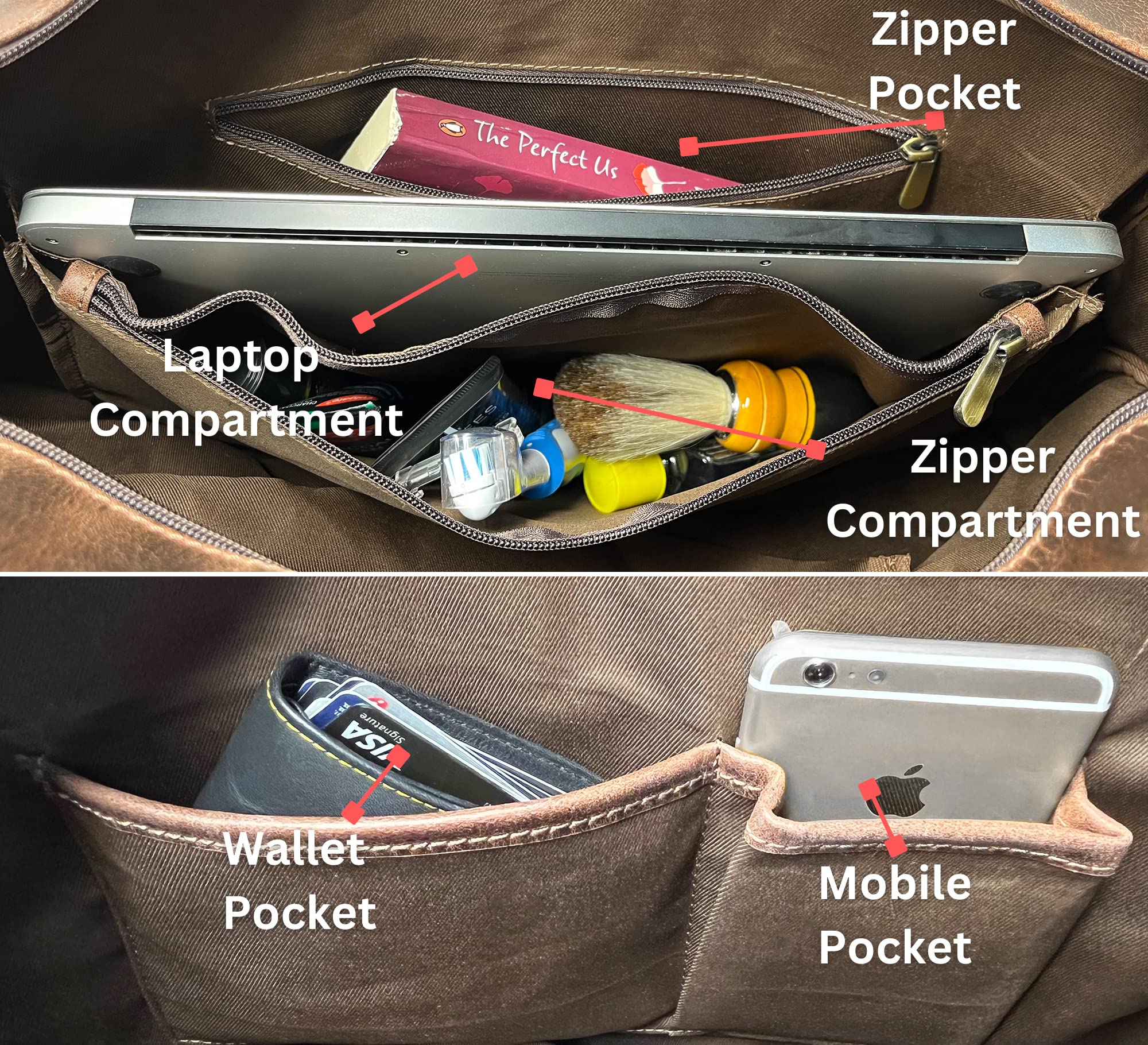 Premium Men's Leather Duffle Bag - Waterproof Travel & Gym Weekender with 2 Shoe Compartments - Airplane Underseat Carry On Luggage for Business Trips, Weekend Getaways & Sports Gear Storage