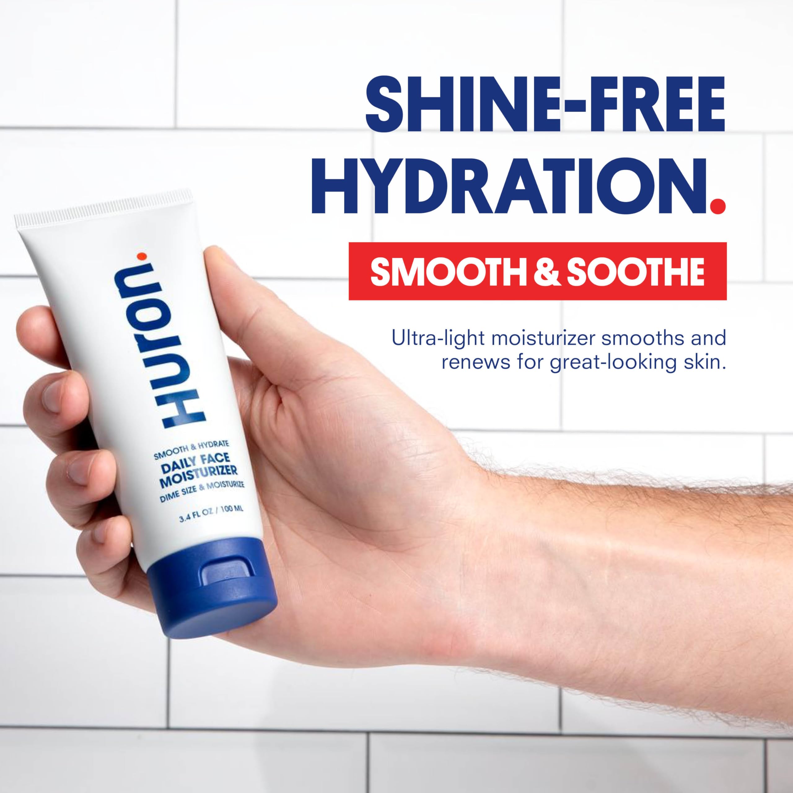 Huron Men’s Face Moisturizer – Lightweight, Soothing & Cooling Hydrating Lotion for Dry Skin – Vegan, Phthalate-Free, Sulfate-Free, Paraben-Free – 3.4 Fl Oz – Perfect for Daily Skincare Routine & Post-Shave Relief