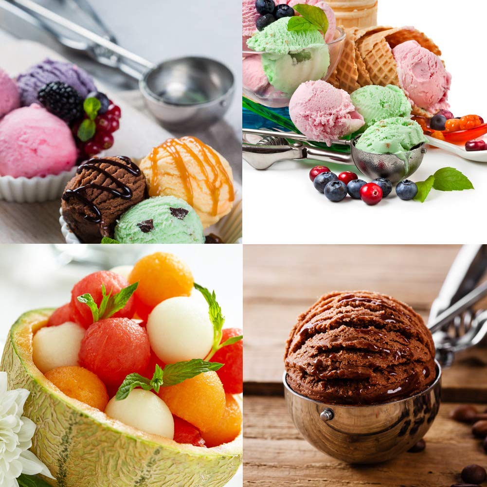 3-Piece Stainless Steel Cookie Scoop Set - Small, Medium & Large Trigger Ice Cream Scoopers for Baking, Durable & Easy Clean Ergonomic Cookie Dough Scoops - Perfect for Home Baking, Ice Cream Parlors & Dessert Shops