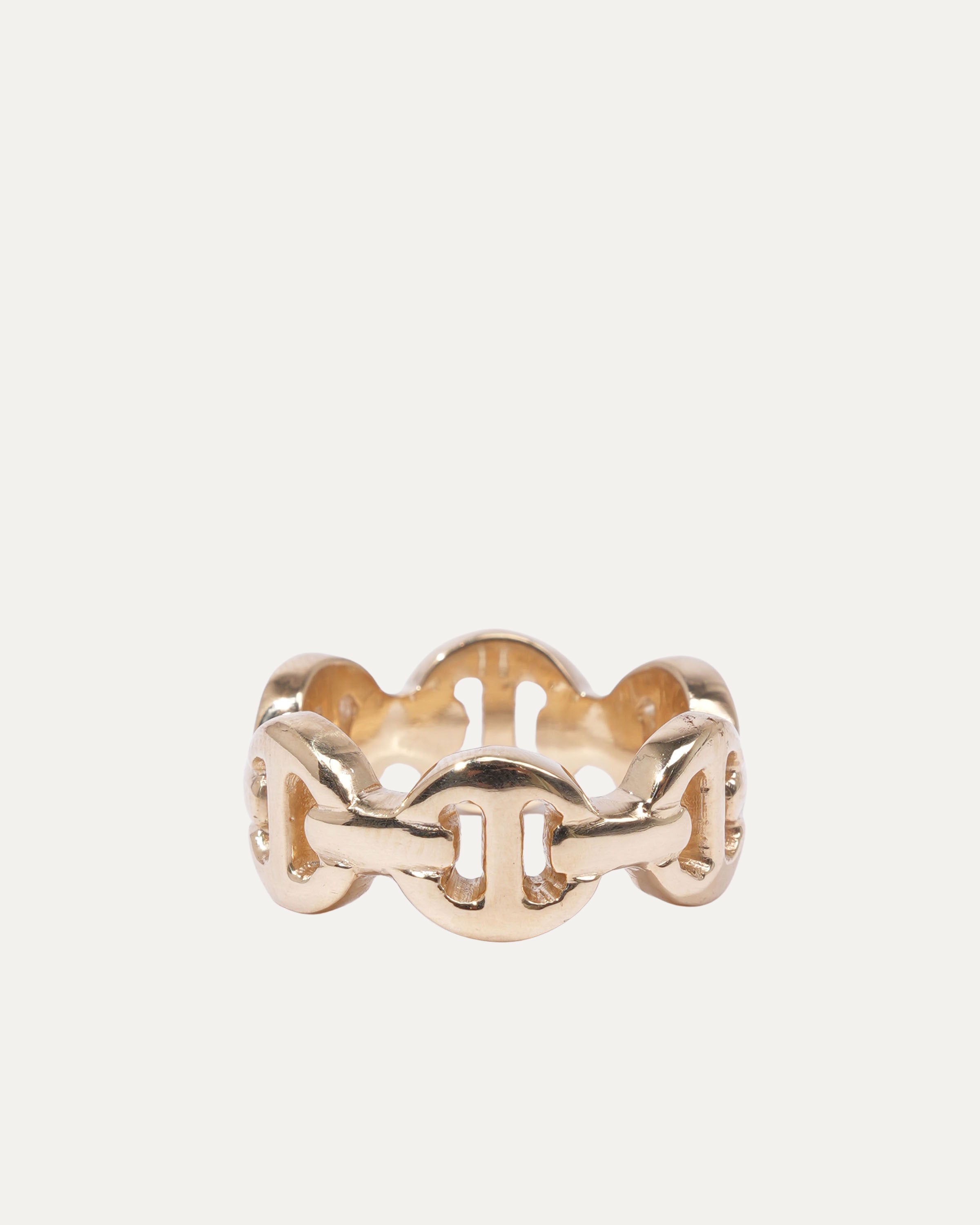 18K Yellow Gold Heritage Classic Tri Link Ring for Women - Elegant Jewelry Gift for Anniversary, Wedding & Special Occasions