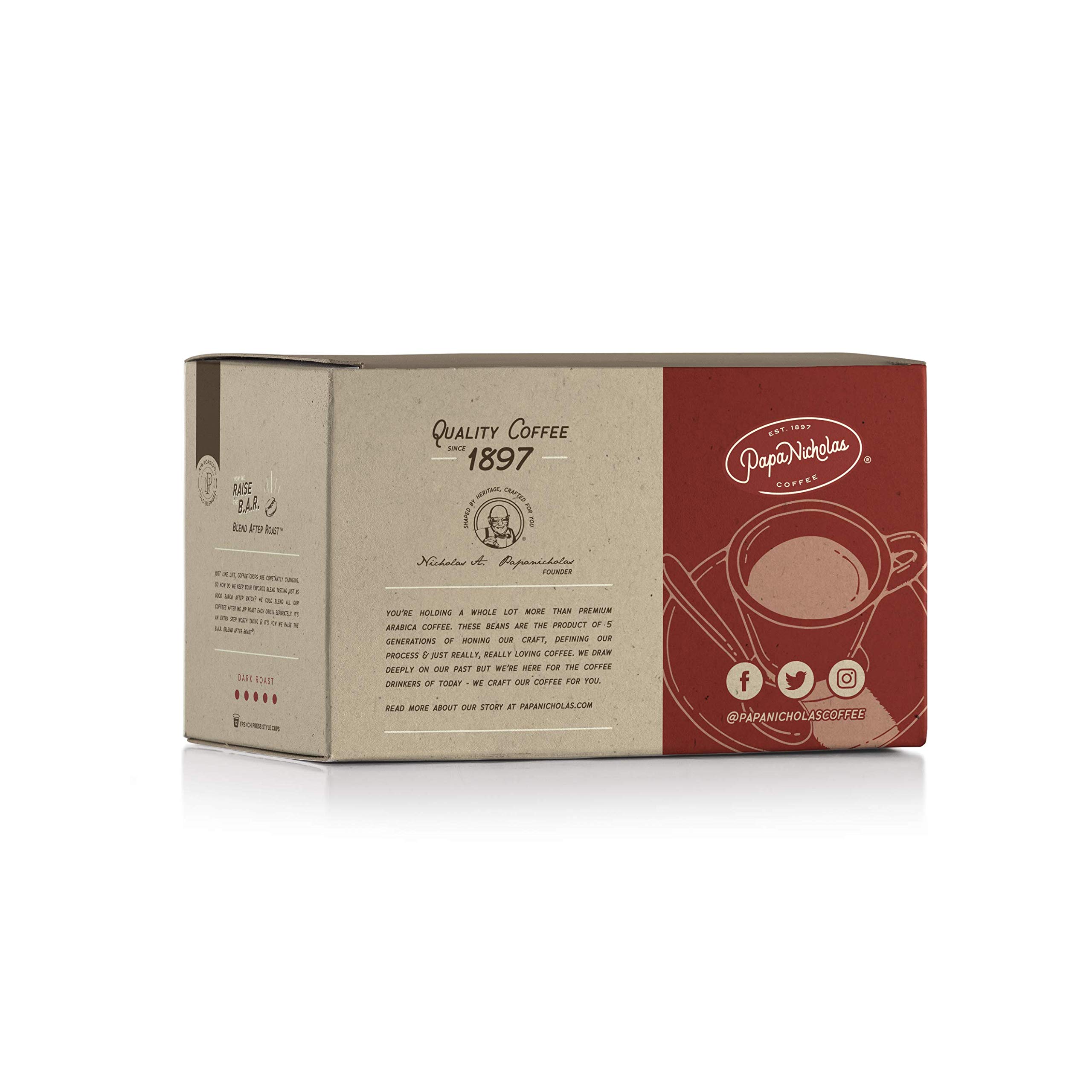Papanicholas Single Serve Coffee Cups - Compatible with Keurig K-Cup Brewers, Italian Espresso Coffee Pods (12 Ounce) - Perfect for Home, Office & Quick Breakfast Brewing