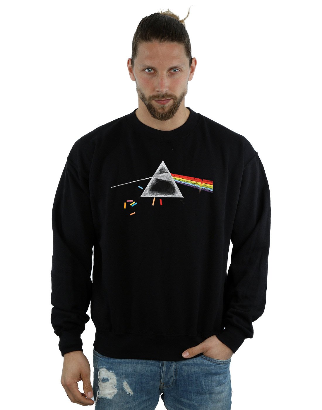 Pink Floyd Men's Chalk Prism Graphic Sweatshirt | Vintage Band Tour Tee | Soft Cotton Pullover for Concerts & Casual Wear