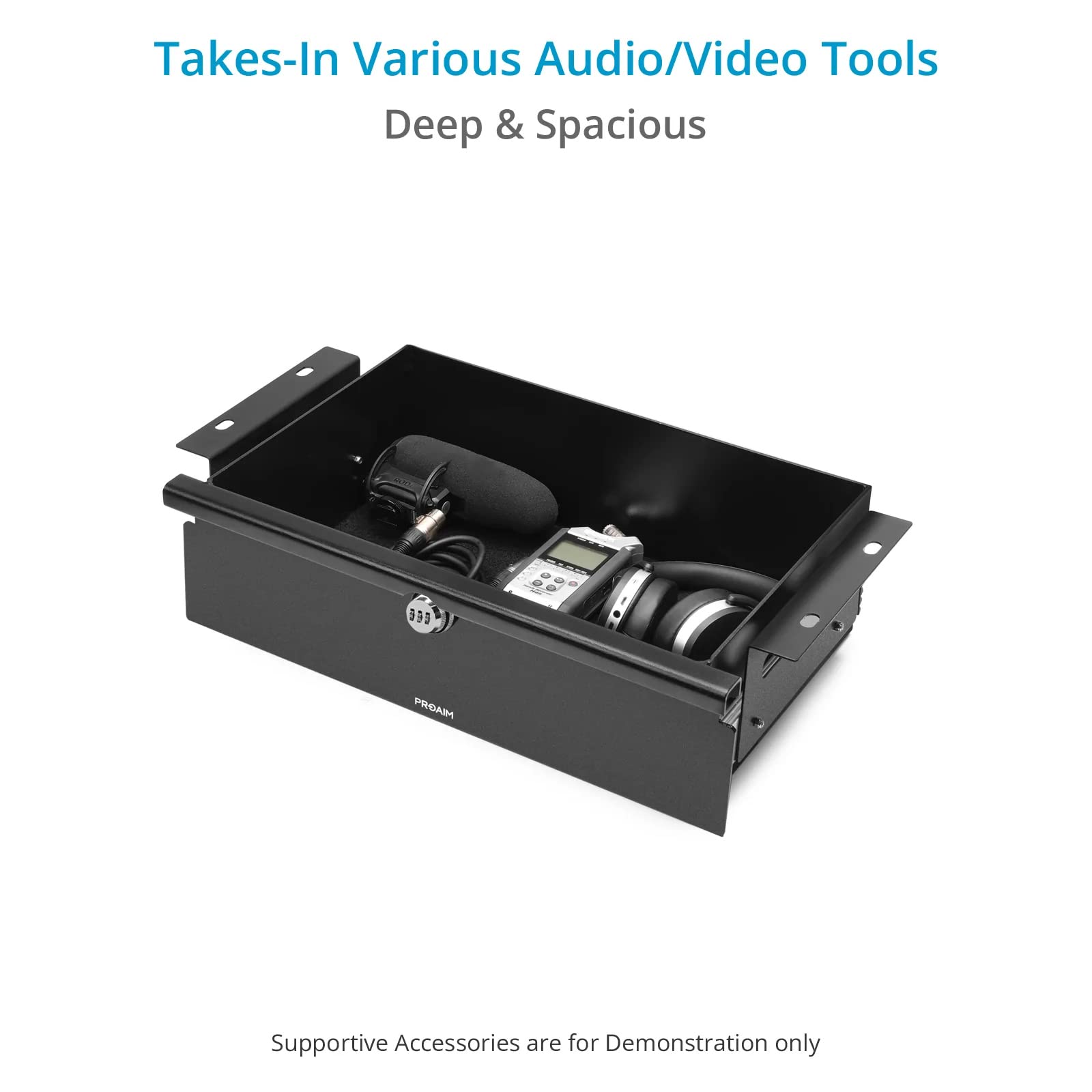 PROAIM Smart Lock Bottom Drawer for Audio Video Camera Accessories & Tools - Secure Storage for Soundchief Cart Workstation with 3-Digit Combination Lock (CT-SDCF-SD) | Perfect for Film Sets, Photography Studios & Broadcast Equipment Protection