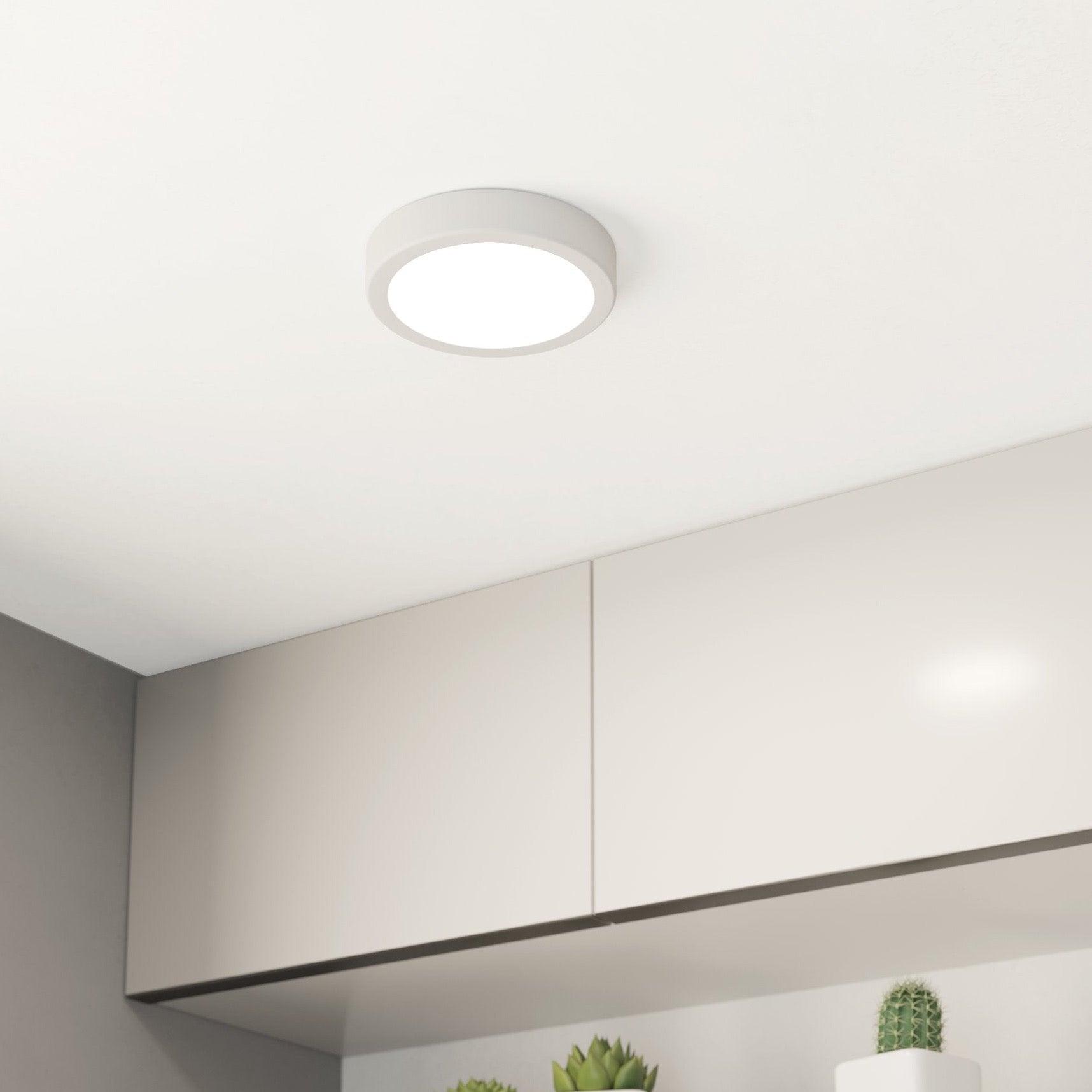 Eglo Fueva 5-LED Modern Round Flush Mount Ceiling Light Fixture - Bright White Energy Efficient Lighting for Bedroom, Kitchen, Bathroom or Hallway