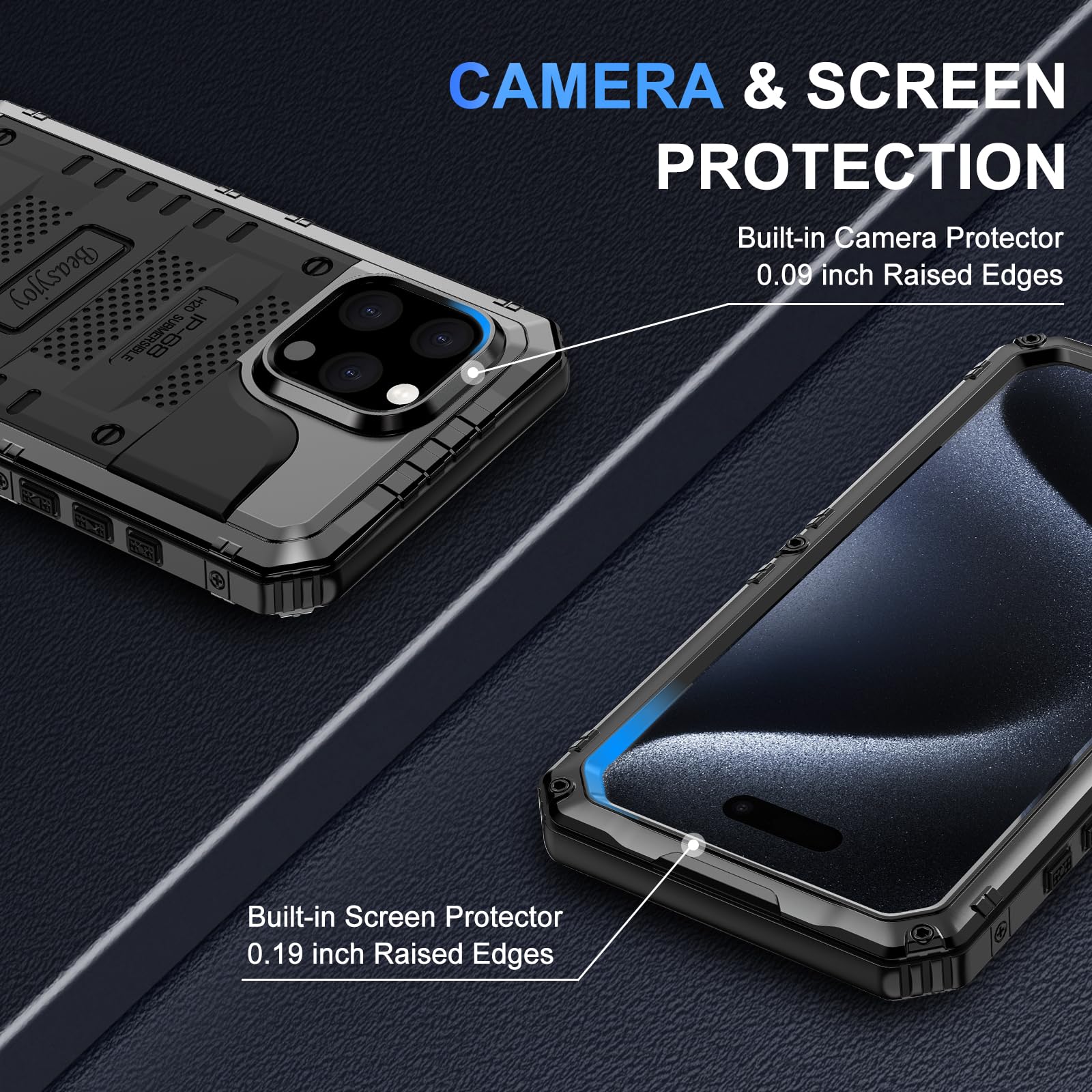 Beasyjoy Rugged Waterproof Case for iPhone 15 Pro (6.1