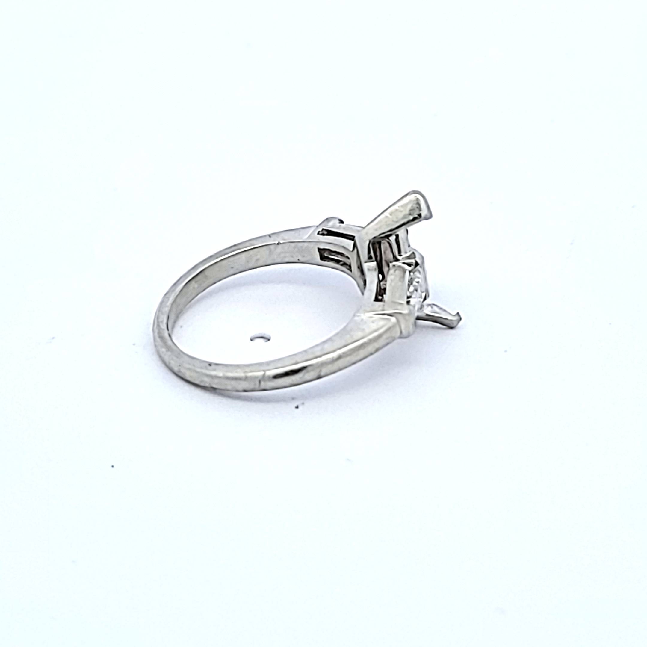 0.44 Carat Baguette H VS1 Diamond Platinum Semi Mount Ring - Elegant Engagement & Wedding Band for Women, Perfect for Proposals, Anniversaries, and Special Occasions