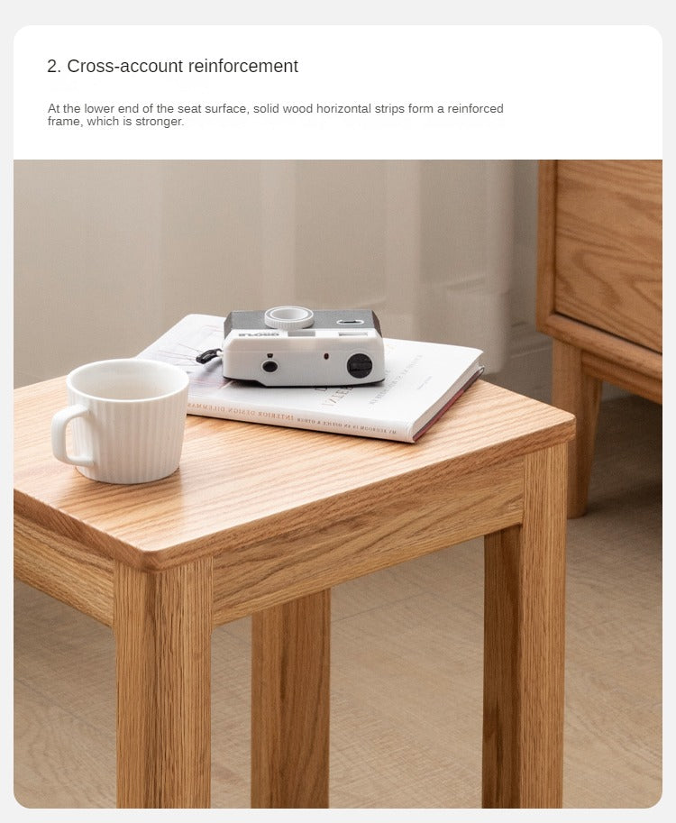 Solid Oak Wood Stool - Rustic Bar Stool, Kitchen Island Stool & Counter Height Stool for Home, Cafe and Restaurant Use