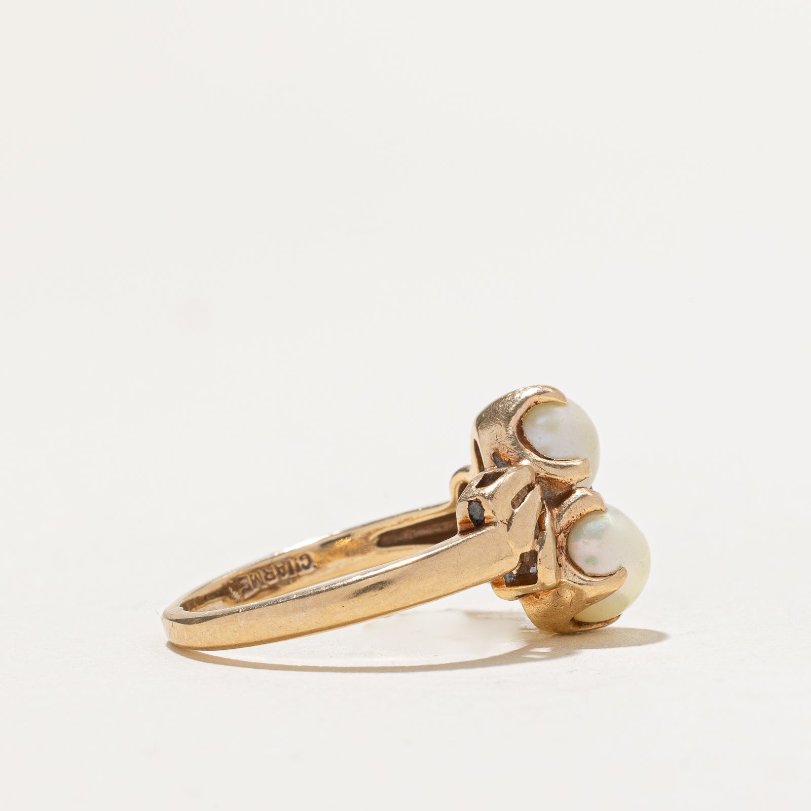 Two Stone Pearl Ring - Size 4.25 | Elegant Stackable Jewelry for Women, Perfect for Weddings, Anniversaries & Special Occasions
