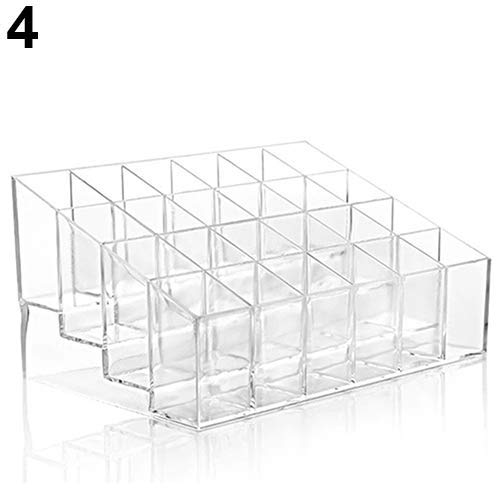 24-Slot Acrylic Lipstick Organizer - Clear Cosmetic Display Rack for Lip Gloss & Makeup Storage | Perfect for Vanity, Bathroom Counter & Travel Makeup Organization