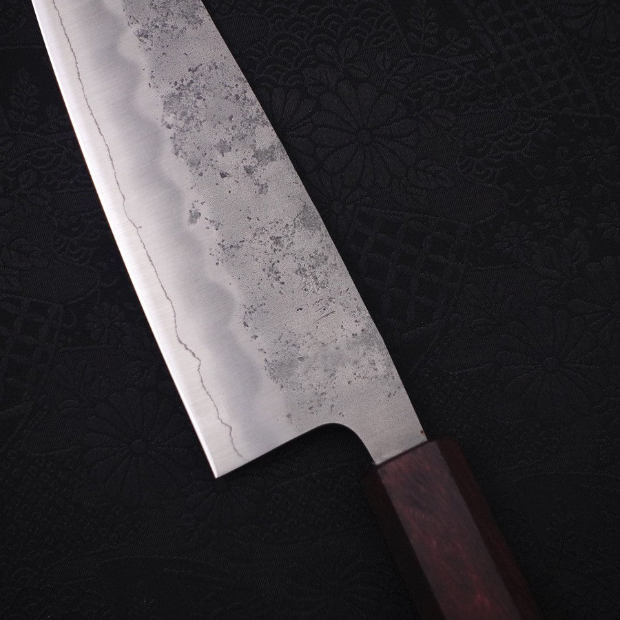 Premium Santoku Knife 165mm - Japanese Silver Steel Blade with Nashiji Finish & Purple Urushi Handle - Perfect for Slicing, Dicing, and Chopping Vegetables, Meat, and Fish