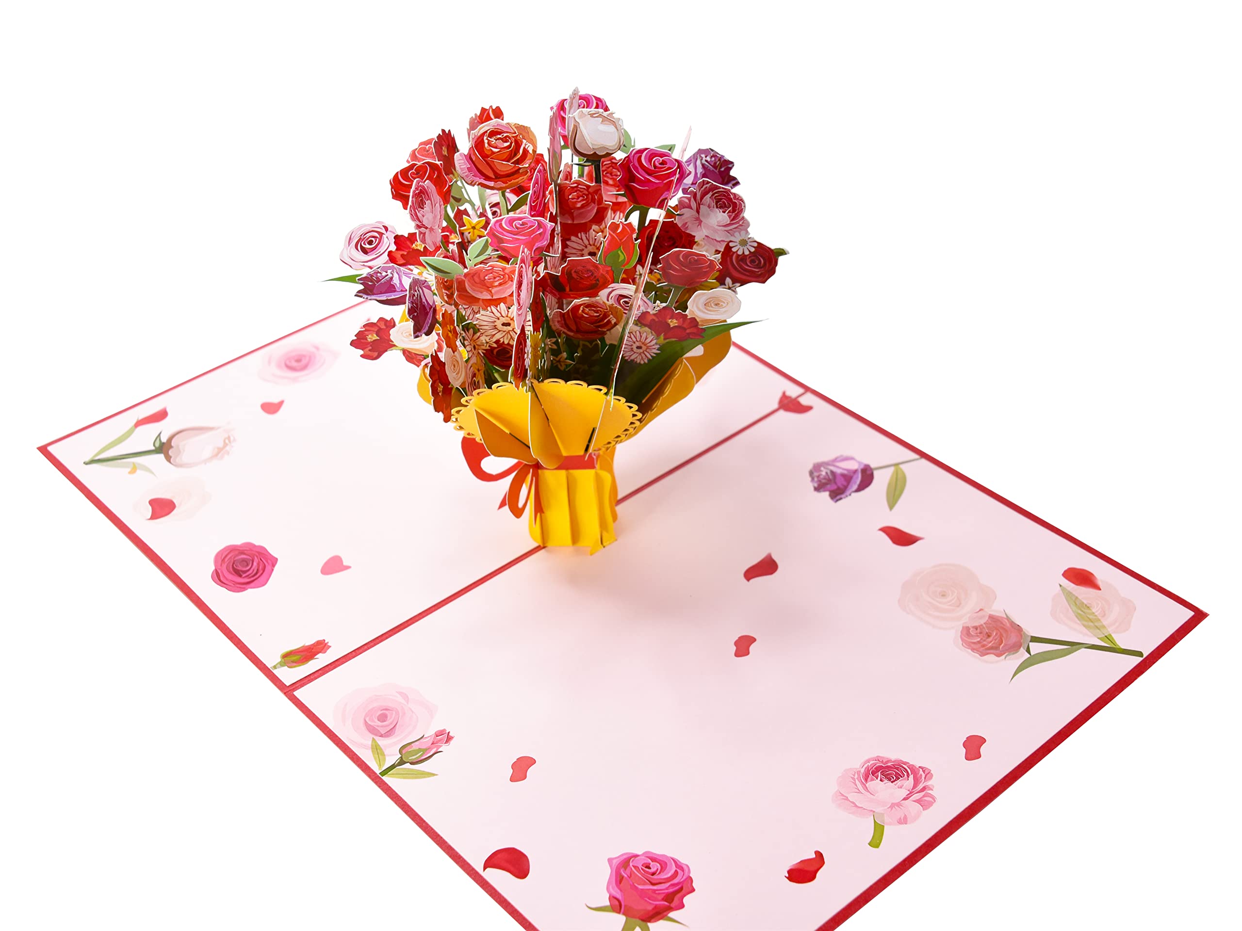 3D Pop Up Rose Bouquet Greeting Card - Elegant Birthday, Anniversary, Mother's Day, Valentine's Day & Spring Celebration Card - Perfect for Romantic Gifts, Wedding Invitations & Special Occasions