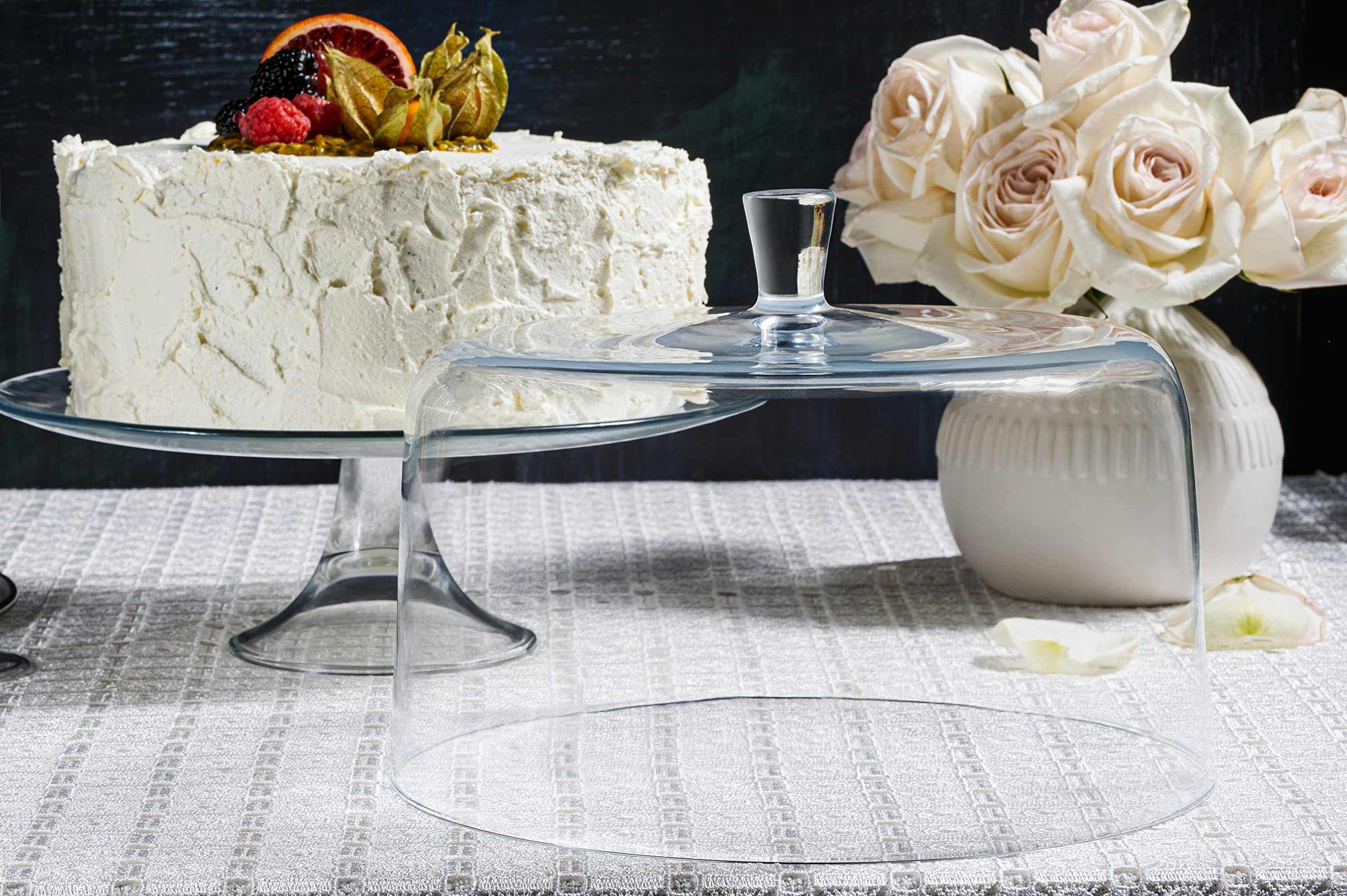 Barski European Quality Glass Extra Large Clear Cake Dome 11.5