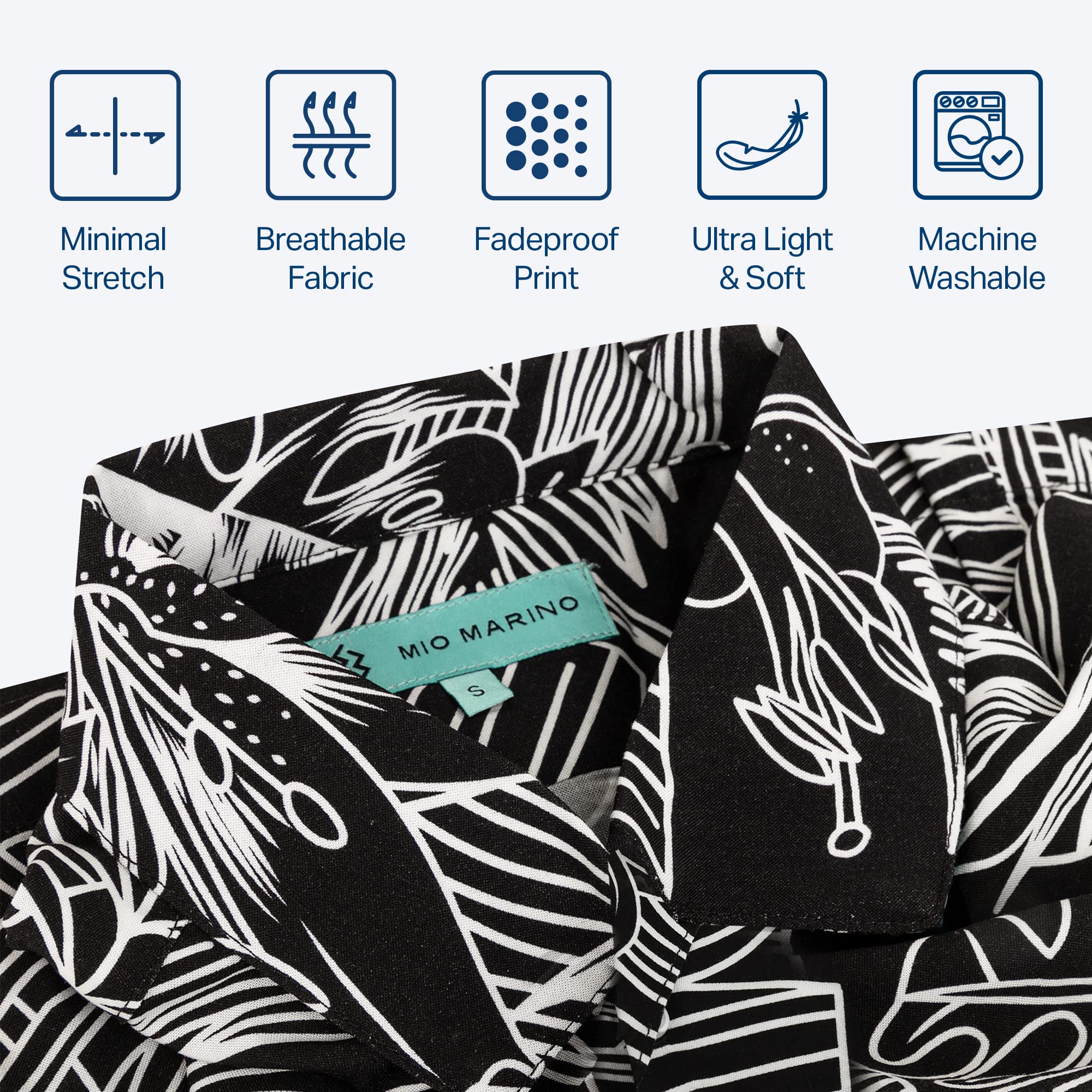 Mio Marino Men's Hawaiian Shirts | Casual Short Sleeve Button Down Shirts for Men | Beach Vacation, Summer Outfits & Tropical Party Wear