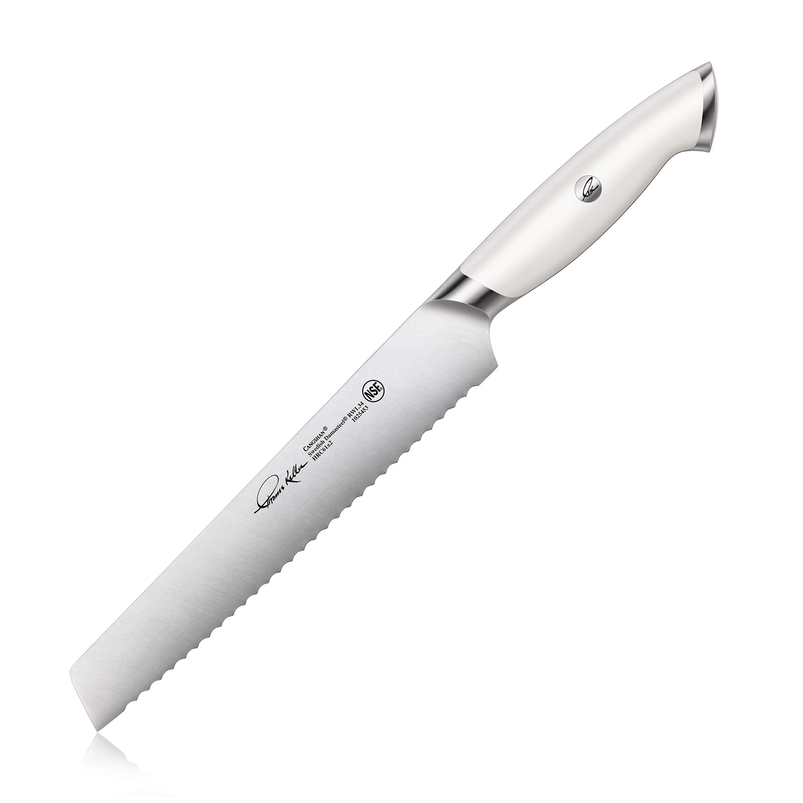 Cangshan Thomas Keller Signature 8-Inch Swedish Powder Steel Forged Bread Knife - Professional Chef's Knife for Sourdough, Baguettes & Artisan Bread Baking - Perfect for Home Kitchens & Gourmet Cooking