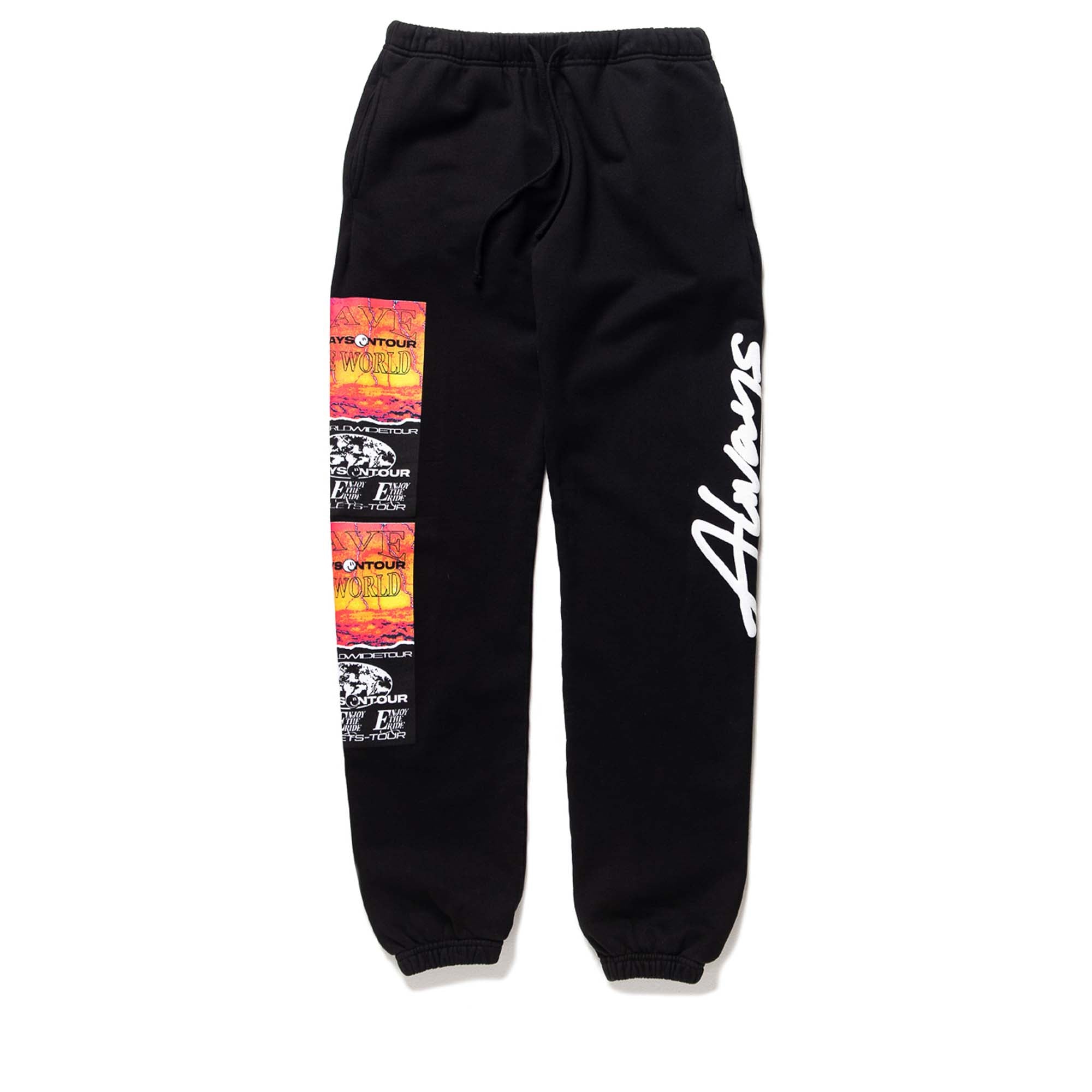 Always On Tour Script Sweatpants for Men & Women - Soft Comfortable Joggers with Elastic Waistband - Perfect for Gym, Lounge & Travel - Black