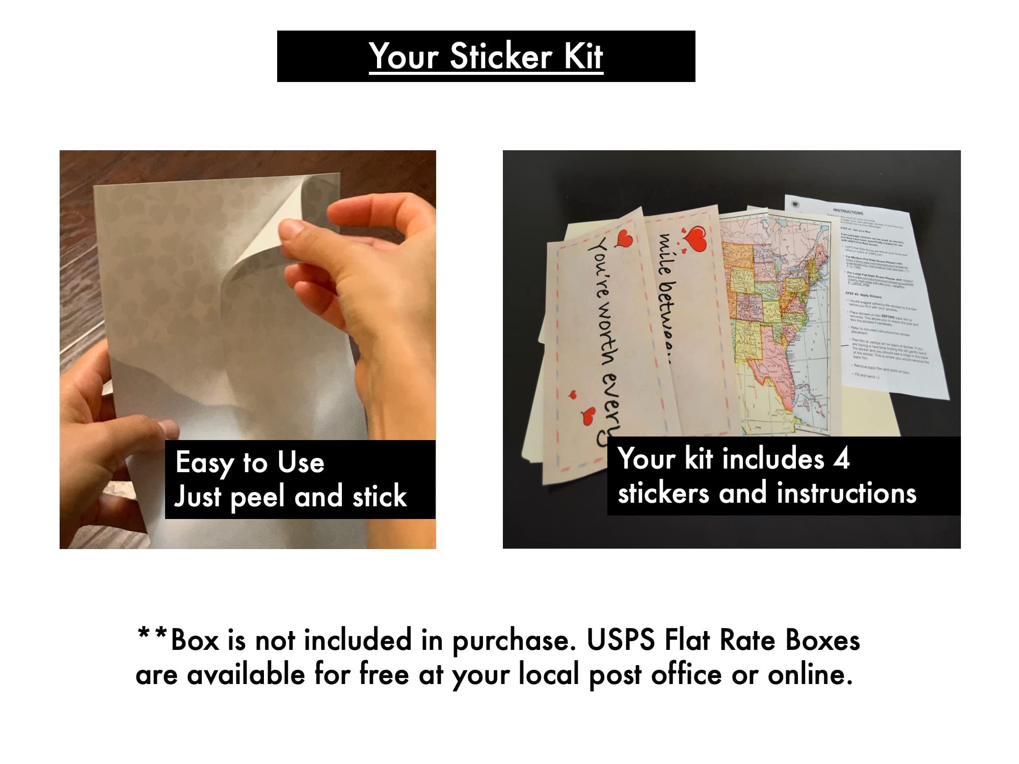 Long Distance Care Package Box - Hug in a Box Gift Set with Stickers for Couples & Family | Thoughtful Gifts for LDR Relationships, Military Deployments & College Students