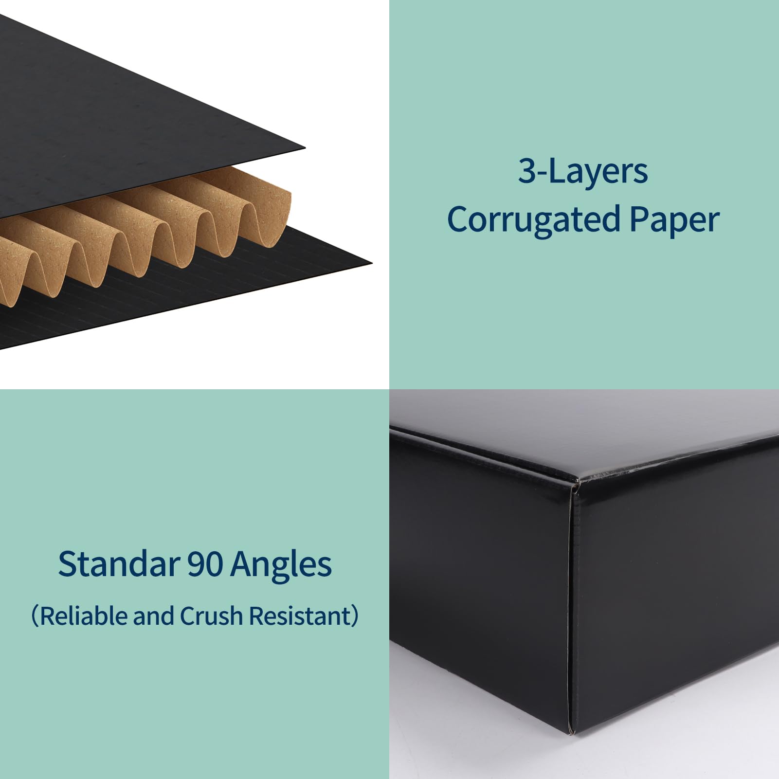 Rempry 12x9x4 Inch Black Corrugated Shipping Boxes 20 Pack - Heavy Duty Cardboard Mailer Boxes for Small Business, Ecommerce & Retail Packaging - Perfect for Shipping Books, Clothing & Gifts