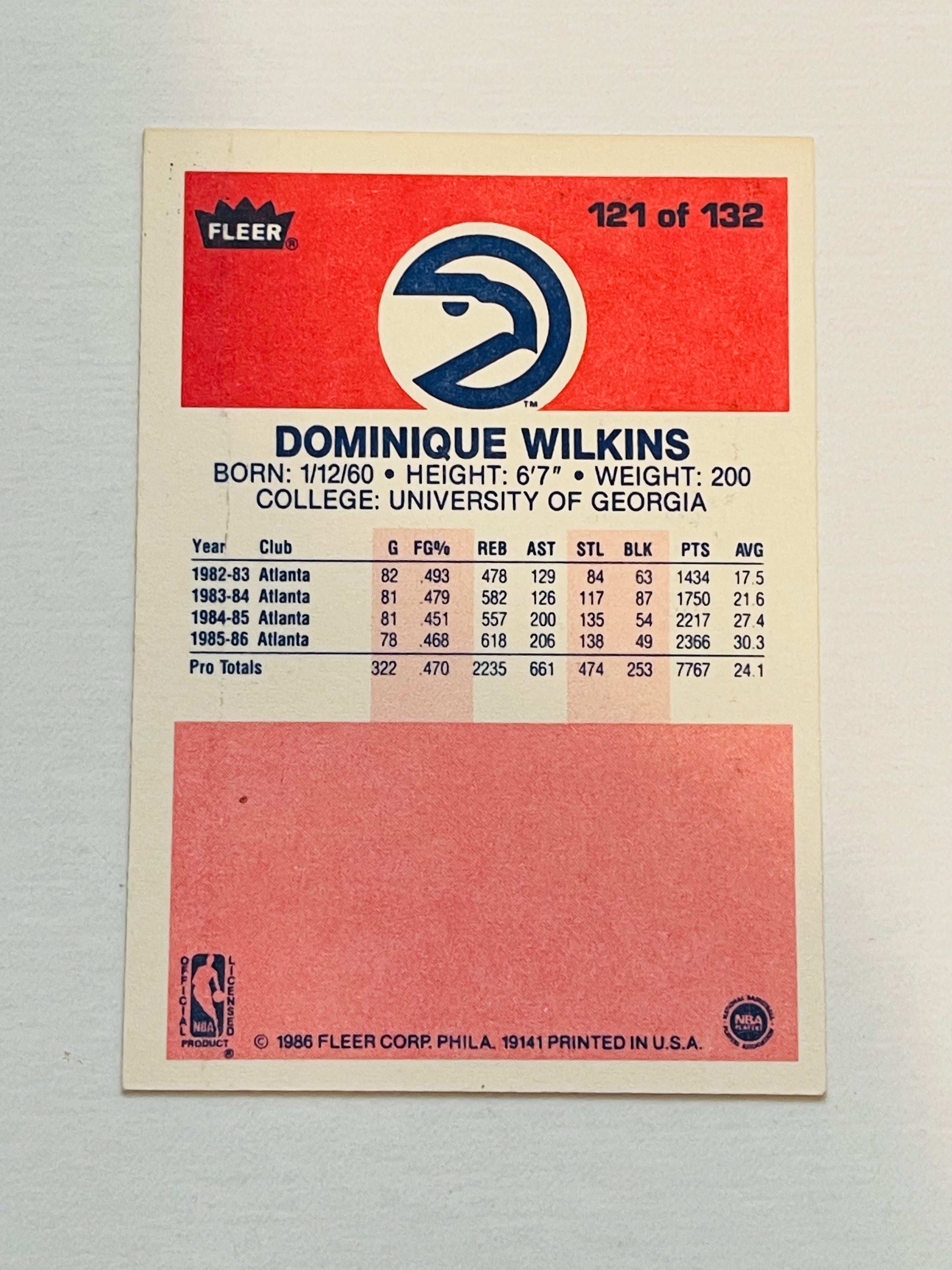 Dominique Wilkins 1986 Fleer Rookie Card PSA 7 - High Grade Basketball Trading Card for Collectors & Investors | Perfect for Sports Memorabilia Displays & Investment Portfolios