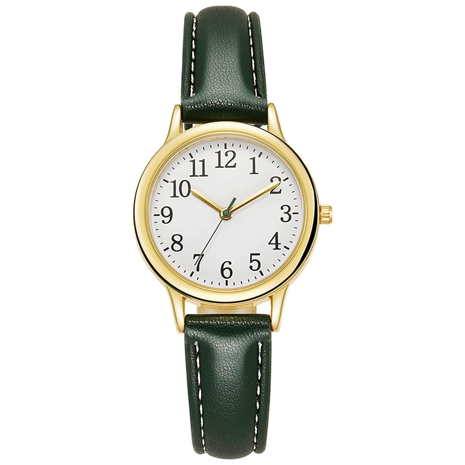 YUSDEE Women's Retro Fashion Watch - Ultra-Thin Minimalist Quartz Wristwatch with PU Leather Band, Elegant Green Clock for Women | Perfect for Office, Dating & Everyday Wear