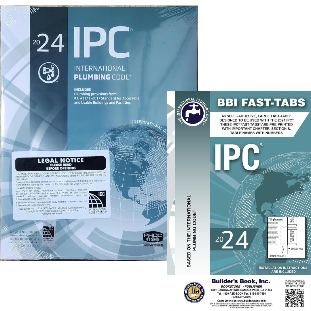 2024 International Plumbing Code (IPC) Book & Fast TABS IPC 2024 Combo Set - Essential Plumbing Reference Guide for Contractors, Inspectors & DIY Home Renovation Projects