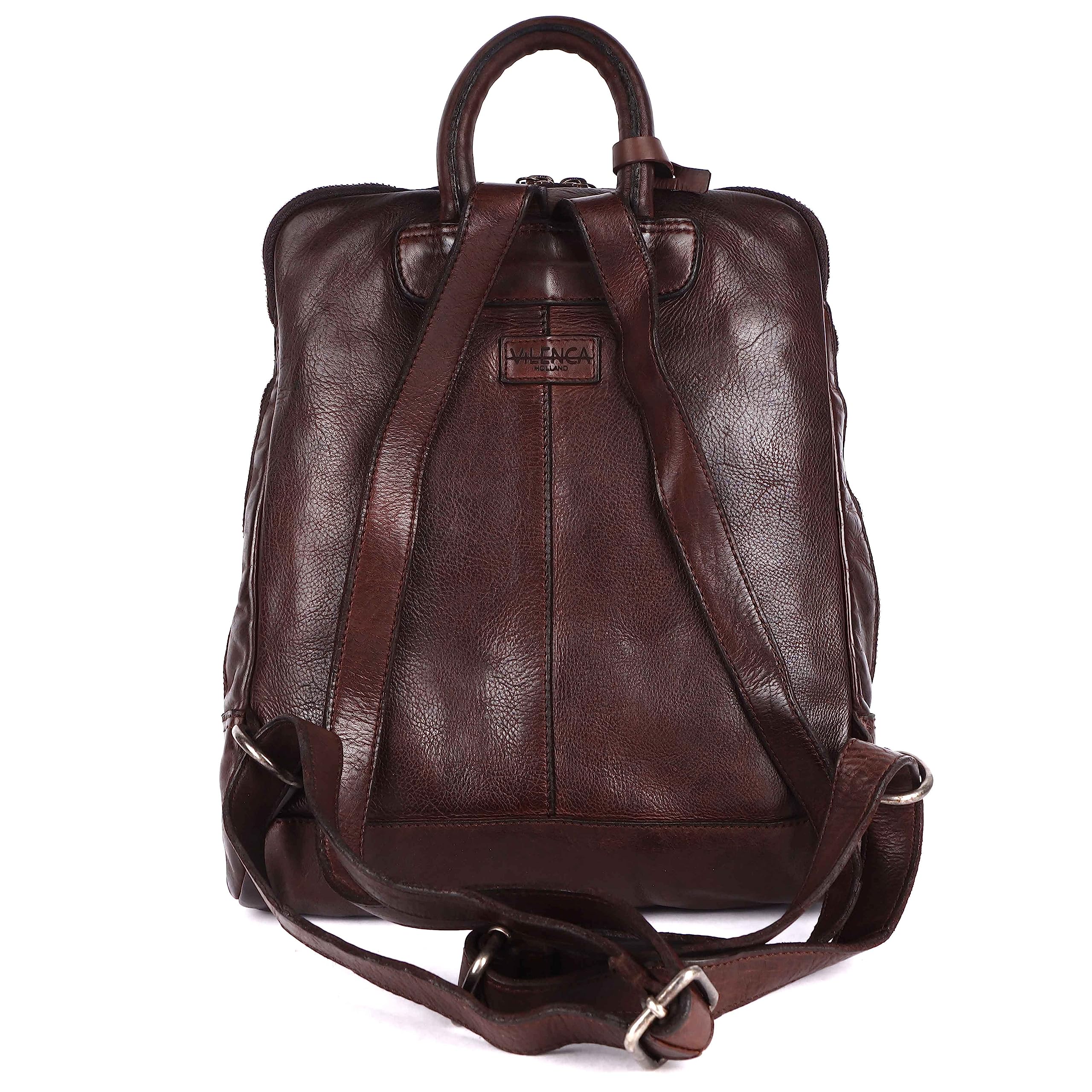 12.5 Inch Genuine Leather Backpack for Women & Men - Adjustable Shoulder Straps, Durable Brown Leather Laptop Backpack - Perfect for Work, Travel & School