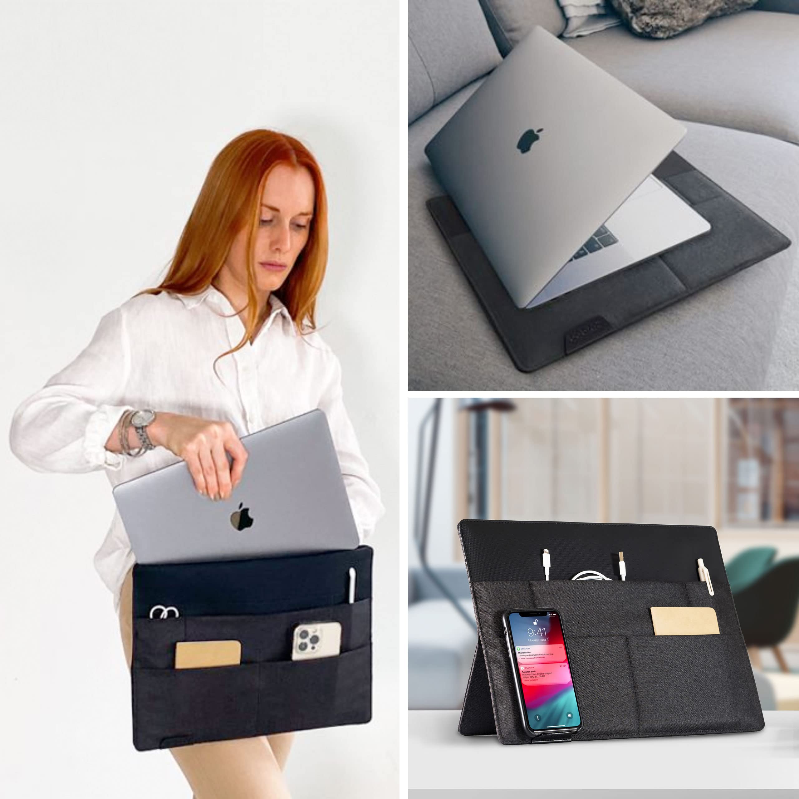 Beblau 3-in-1 Laptop Sleeve Bag with Tablet Holder - Premium Laptop Case for MacBook Air/Pro, Lenovo, HP, Dell, Asus (Up to 15.6 Inch) - Perfect for Work, Travel & School Organizer | Great Tech Gift Idea