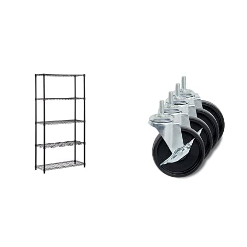 5-Tier Steel Shelving Unit with Wheels for Garage Storage