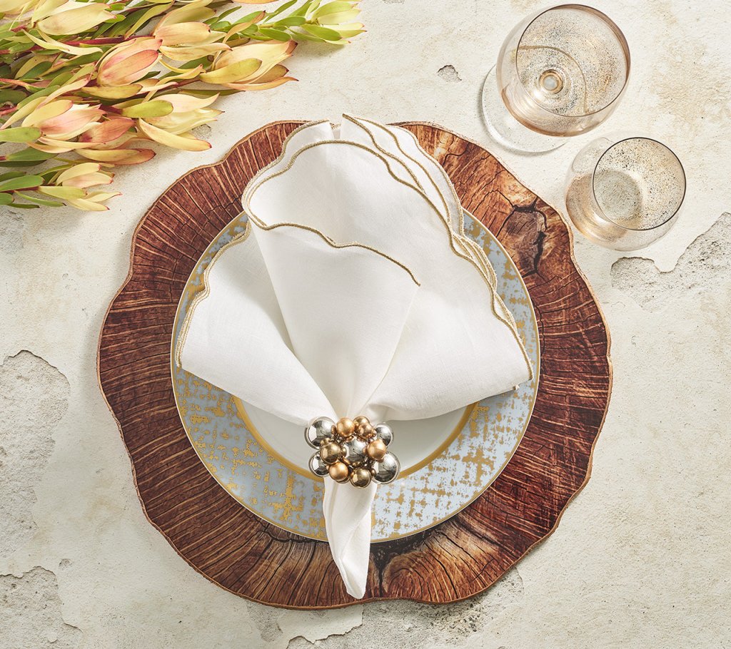 Elegant Gold & Silver Bauble Napkin Rings Set of 4 - Perfect for Holiday Table Settings, Wedding Decor & Dinner Parties