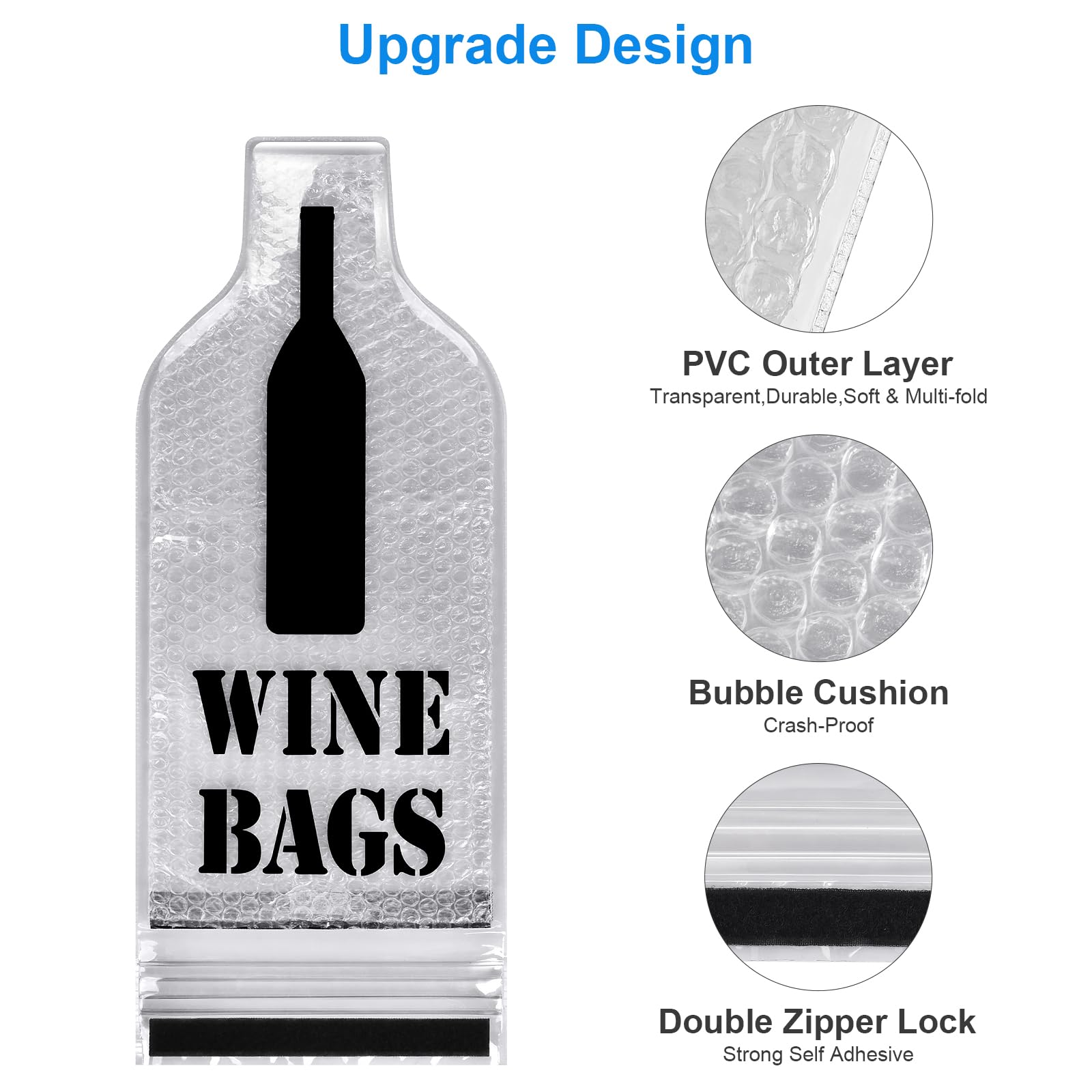 3 Pack Reusable Leak-Proof Wine Travel Bags - Wine Bottle Protector Sleeves for Airplane, Car & Cruise - Perfect for Gifts, Picnics & Vacation Accessories