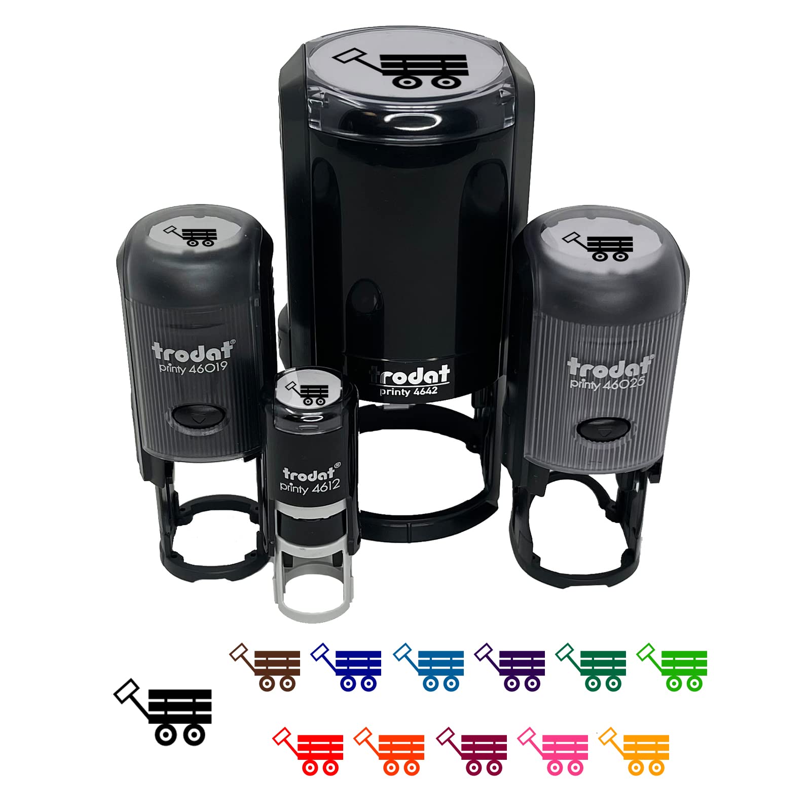 Fun Wagon Self-Inking Rubber Stamp - 1 Inch Medium Size with Black Ink for Crafting, Planner Stamping, DIY Projects & Scrapbooking