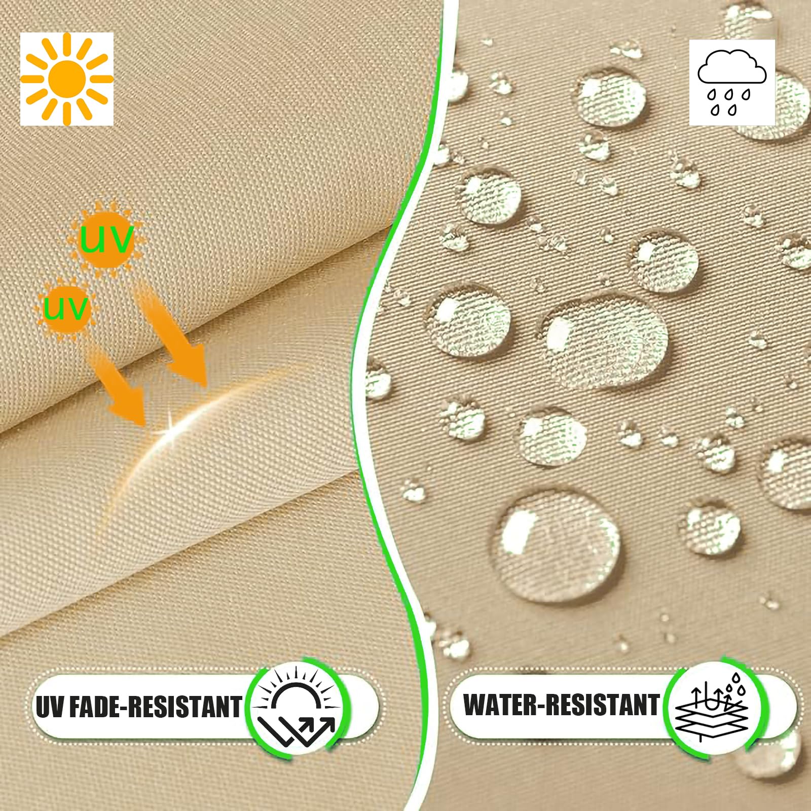 **4-Pack Outdoor Chair Cushions - 17x17x2 Inch Square Memory Foam Seat Cushions with Ties, Khaki - High Density Waterproof & Durable Elastic Sponge for Patio, Garden, Poolside & Deck Chairs**