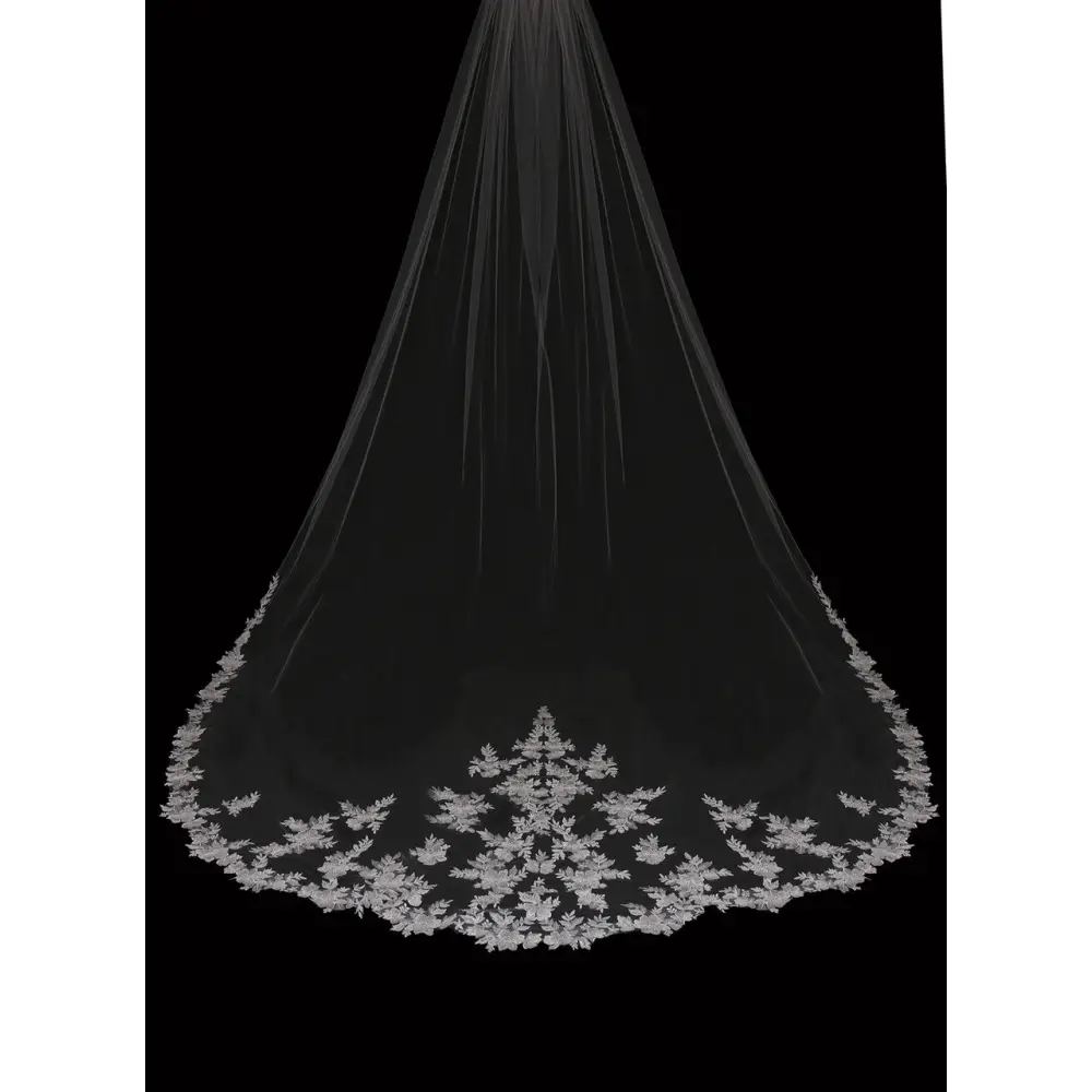 Royal Cathedral Bridal Veil - Elegant Lace Wedding Veil with Beaded Details | Perfect for Church Weddings, Cathedral Ceremonies & Formal Bridal Occasions