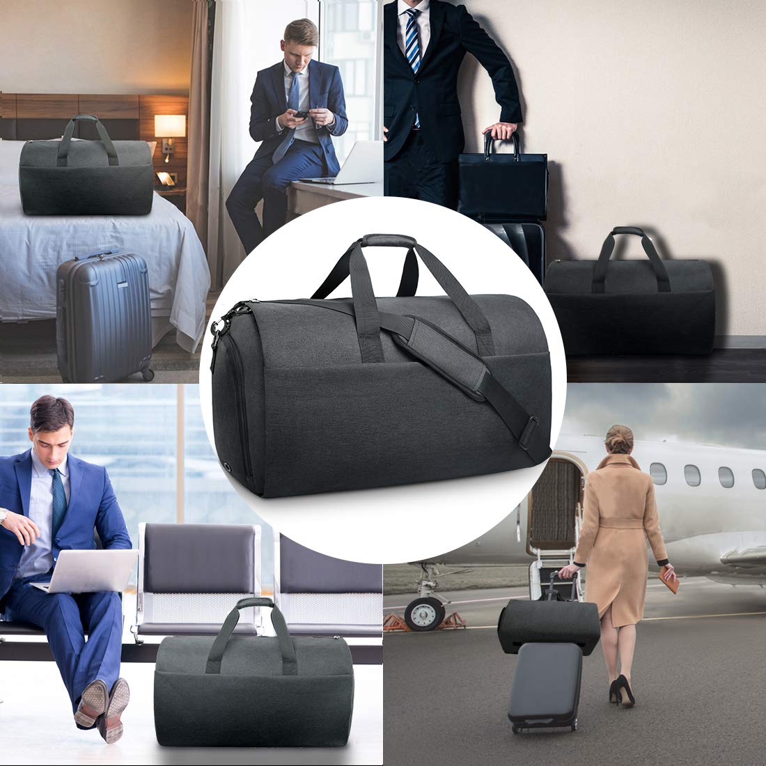 Convertible Suit Travel Garment Bag with Shoes Compartment - Waterproof Large Carry On Duffel Weekender Bag for Men & Women - Perfect for Business Trips, Weddings & Airplane Travel