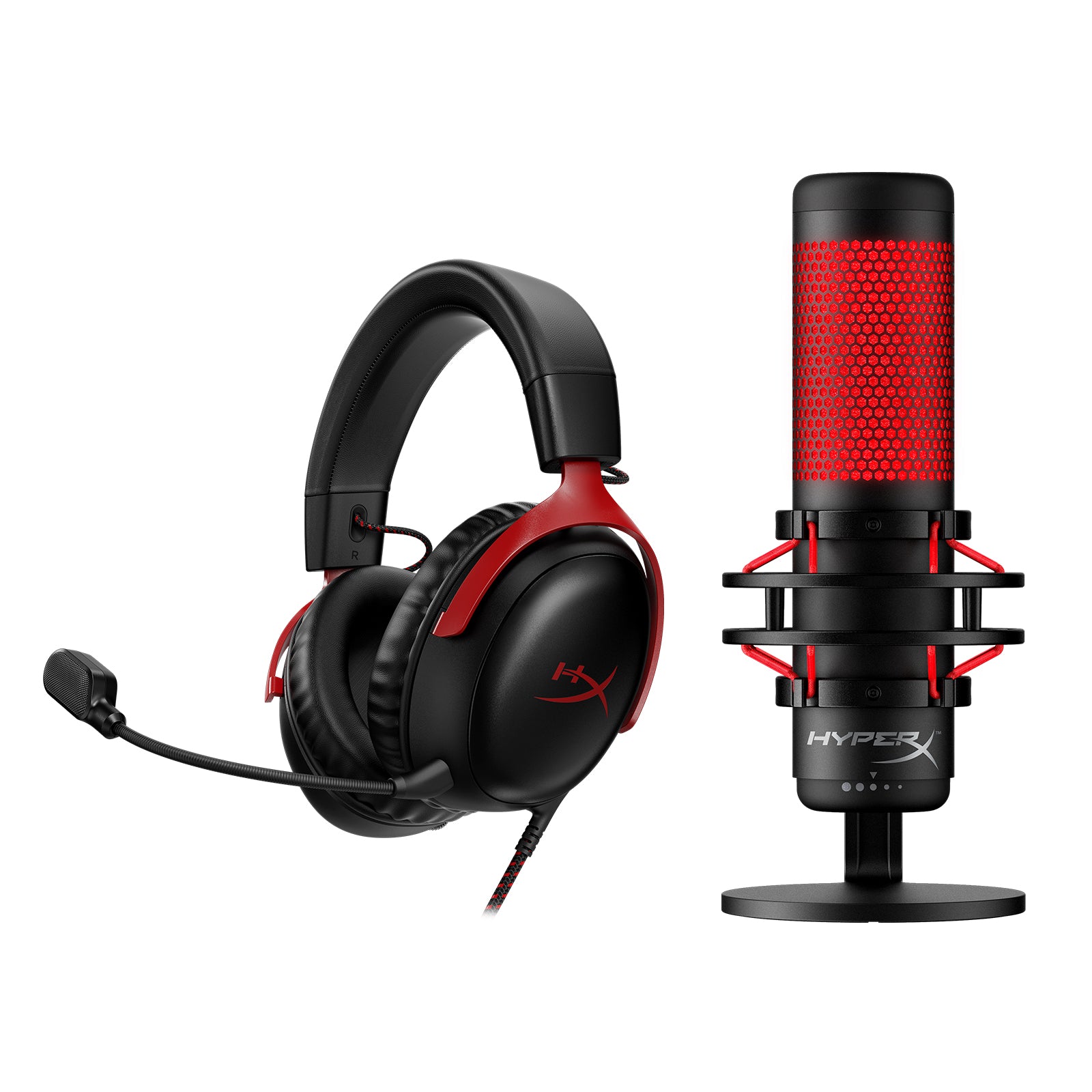 HyperX Cloud III Wired Gaming Headset & QuadCast USB Microphone Bundle - Professional PC Gaming & Streaming Setup for Twitch, Discord & Esports