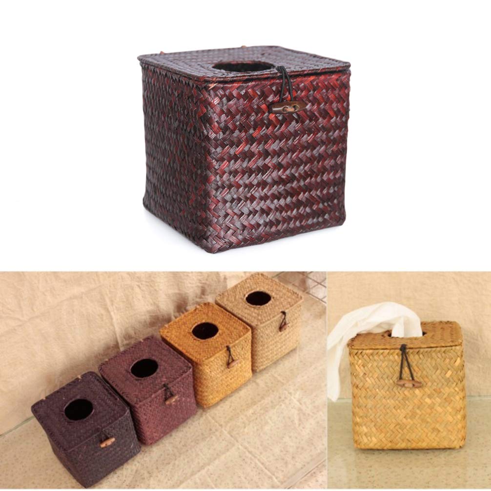 Seagrass Woven Tissue Box Holder - Rattan Decorative Napkin Dispenser for Home & Office | Coffee Table, Bathroom, Living Room Organizer