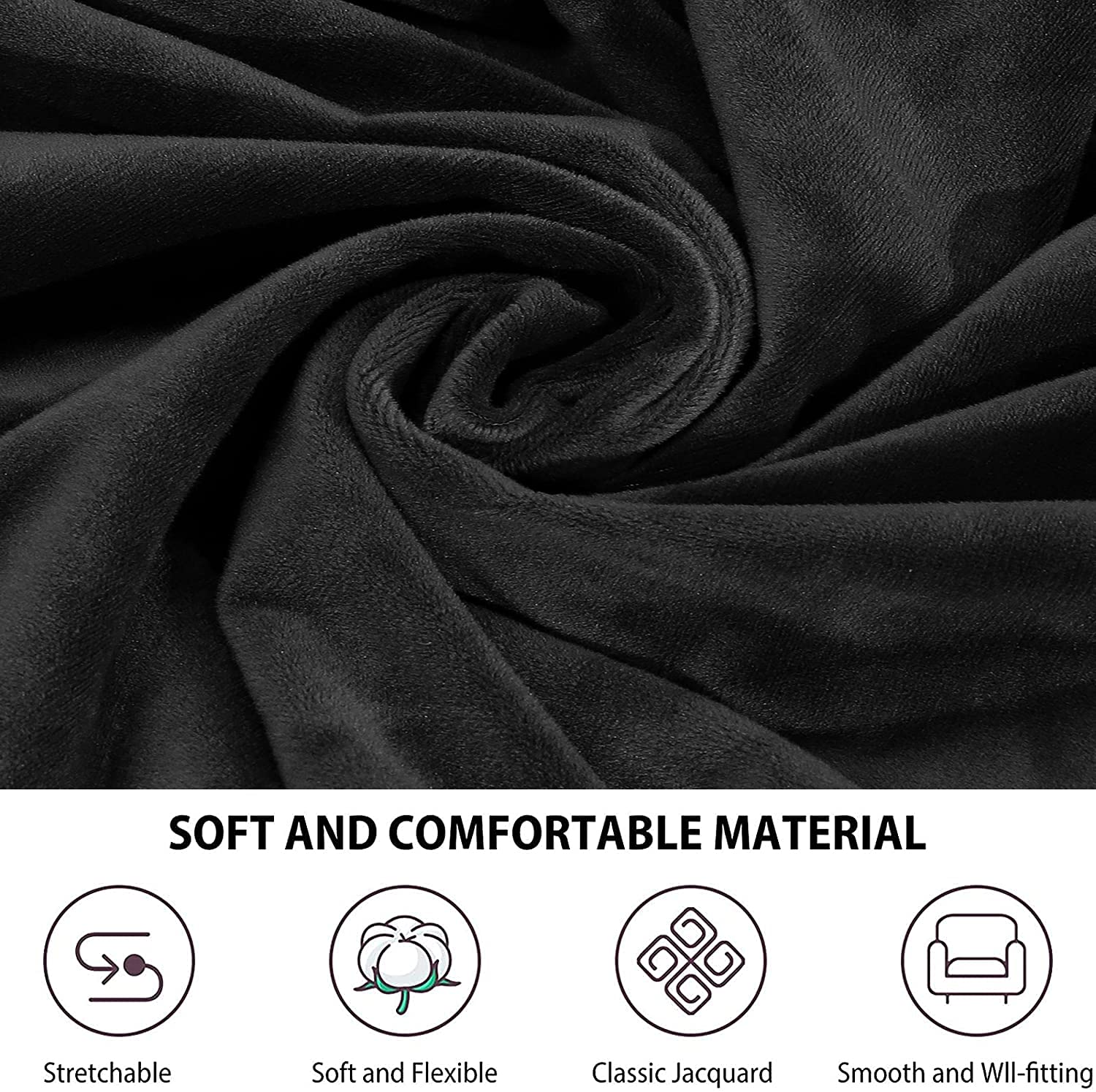 Premium Velvet Office Chair Cover with Armrests - Stretchable Universal Fit for Computer Desk, Boss Swivel & Gaming Chairs (Large, Black) - Perfect for Home Office, Conference Rooms & Gaming Setups
