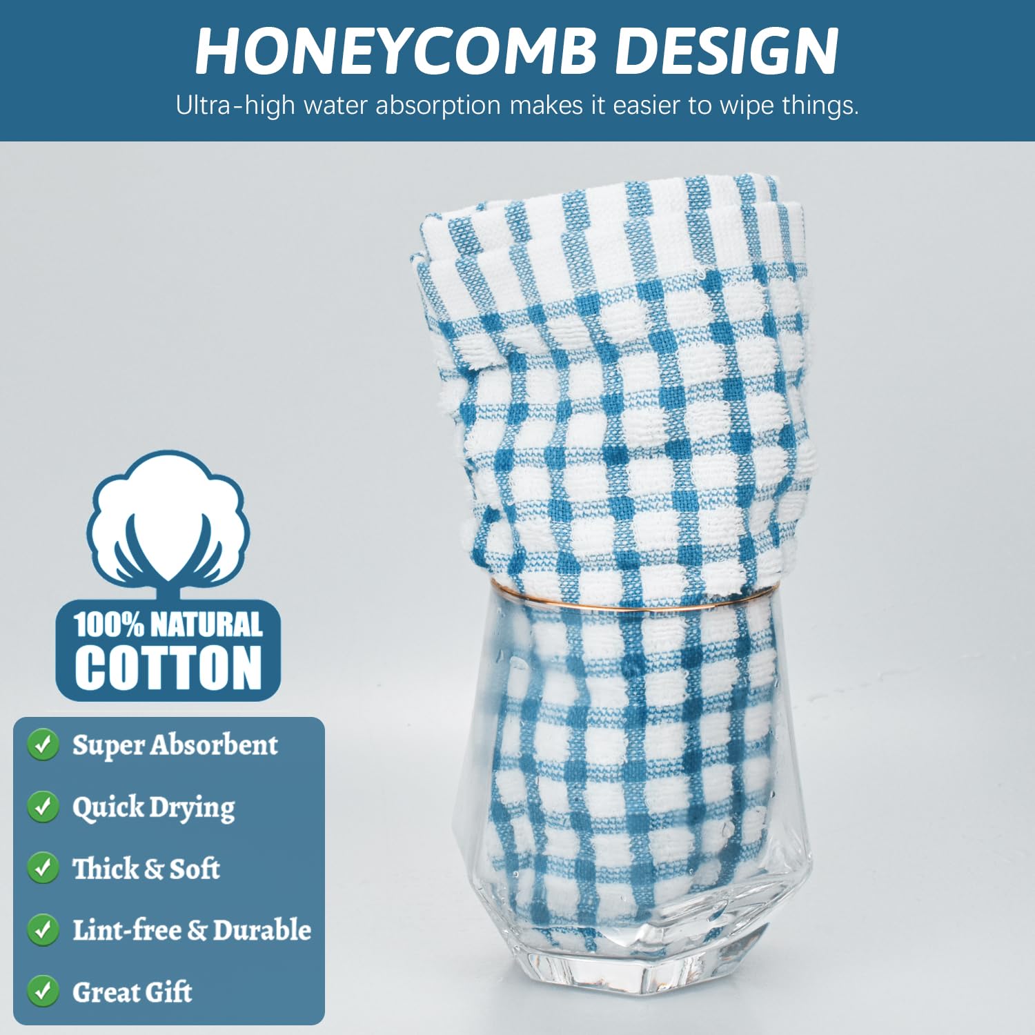8-Pack 100% Cotton Soft Absorbent Quick-Drying Dish Cloths | 11x11 Inch Kitchen Cleaning Rags for Washing Dishes, Countertops & Household Cleaning | Eco-Friendly & Reusable