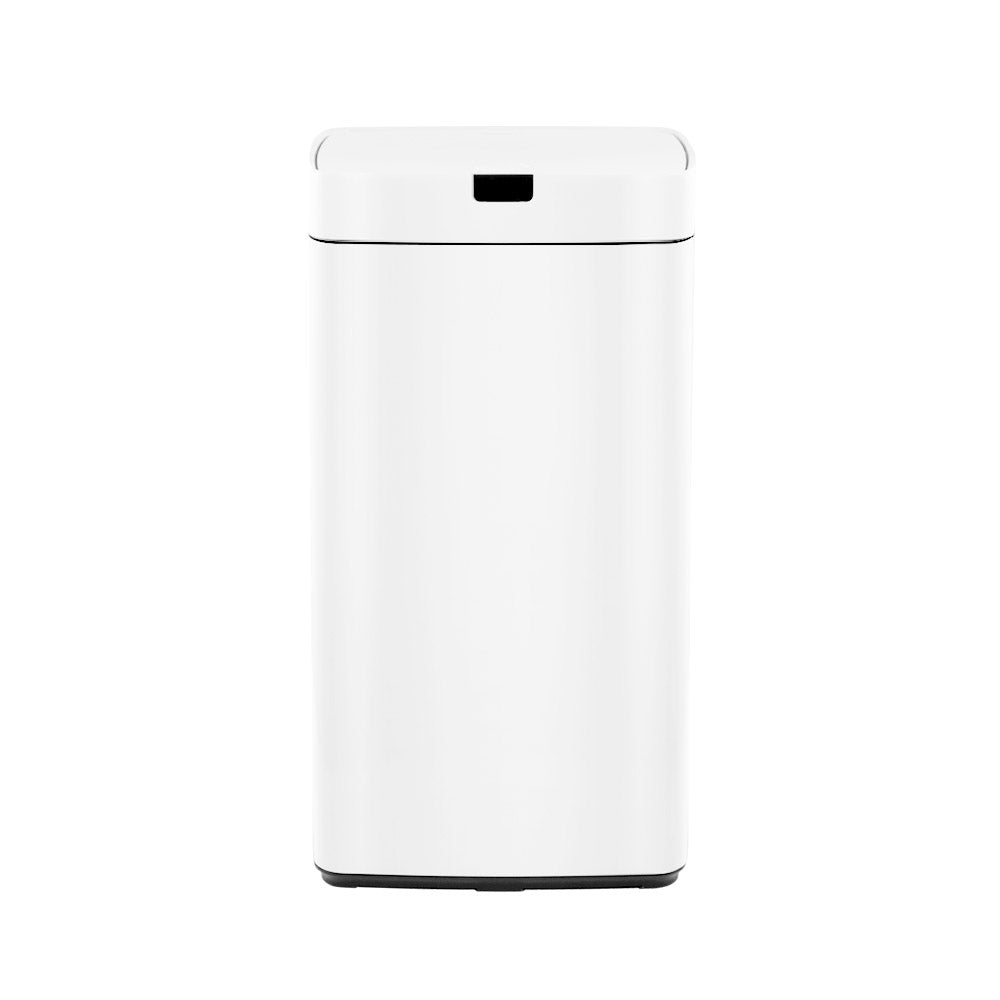 Devanti 45L Automatic Motion Sensor Trash Can - Hands-Free Touchless Waste Bin for Kitchen, Bathroom, Office - White (45 Liter Capacity)